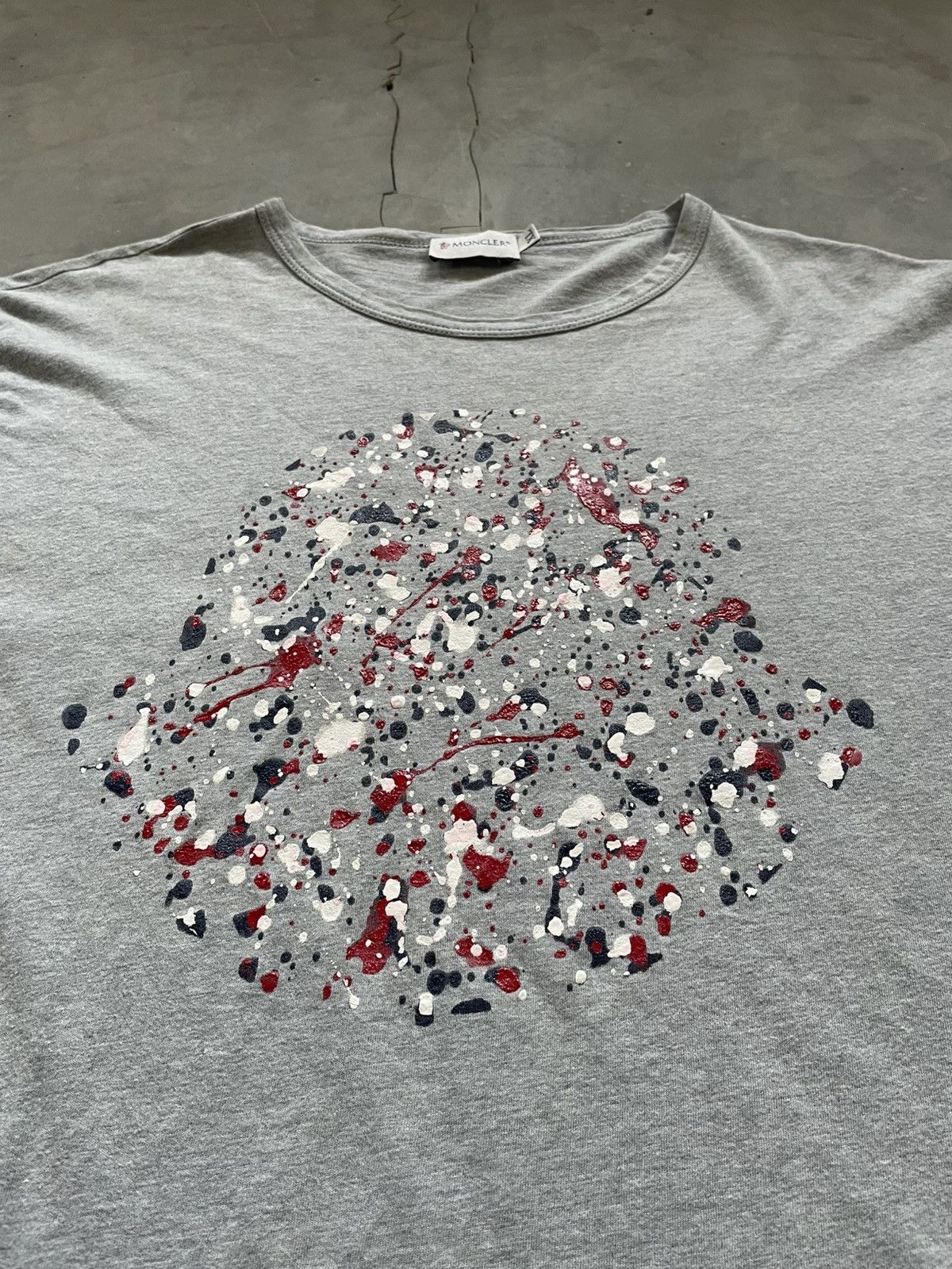 Moncler Moncler Paint Splatter Printed Logo T-Shirt Size US L / EU 52-54 / 3 - 4 Thumbnail