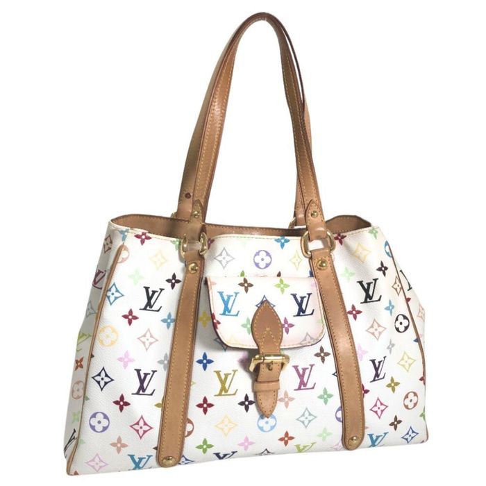 LOUIS VUITTON Monogram Multicolor Aurelia MM Tote Bag White M40094