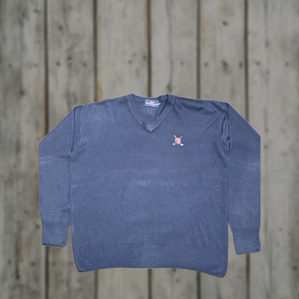 Ralph Lauren VINTAGE Ralph Lauren Polo Crest Golf Cashmere V-neck Sweater Blue XL Mens Size US XL / EU 56 / 4 - 1 Thumbnail