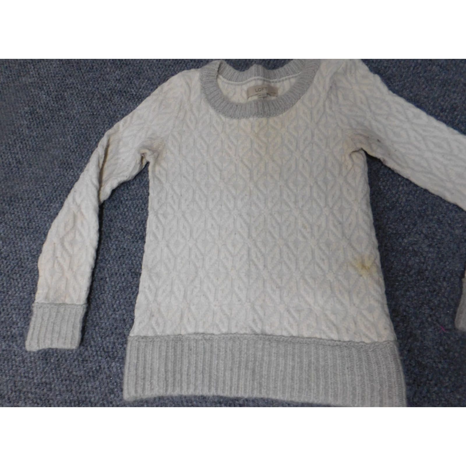 Loft LOFT Sweater Shirt Pets XXSP Gray Rib Knit Crewneck Pullover Women’s Striped Long Sleeve Knit Cotton Casual Casual Women Size XXS / US 00 / IT 34 - 5 Thumbnail