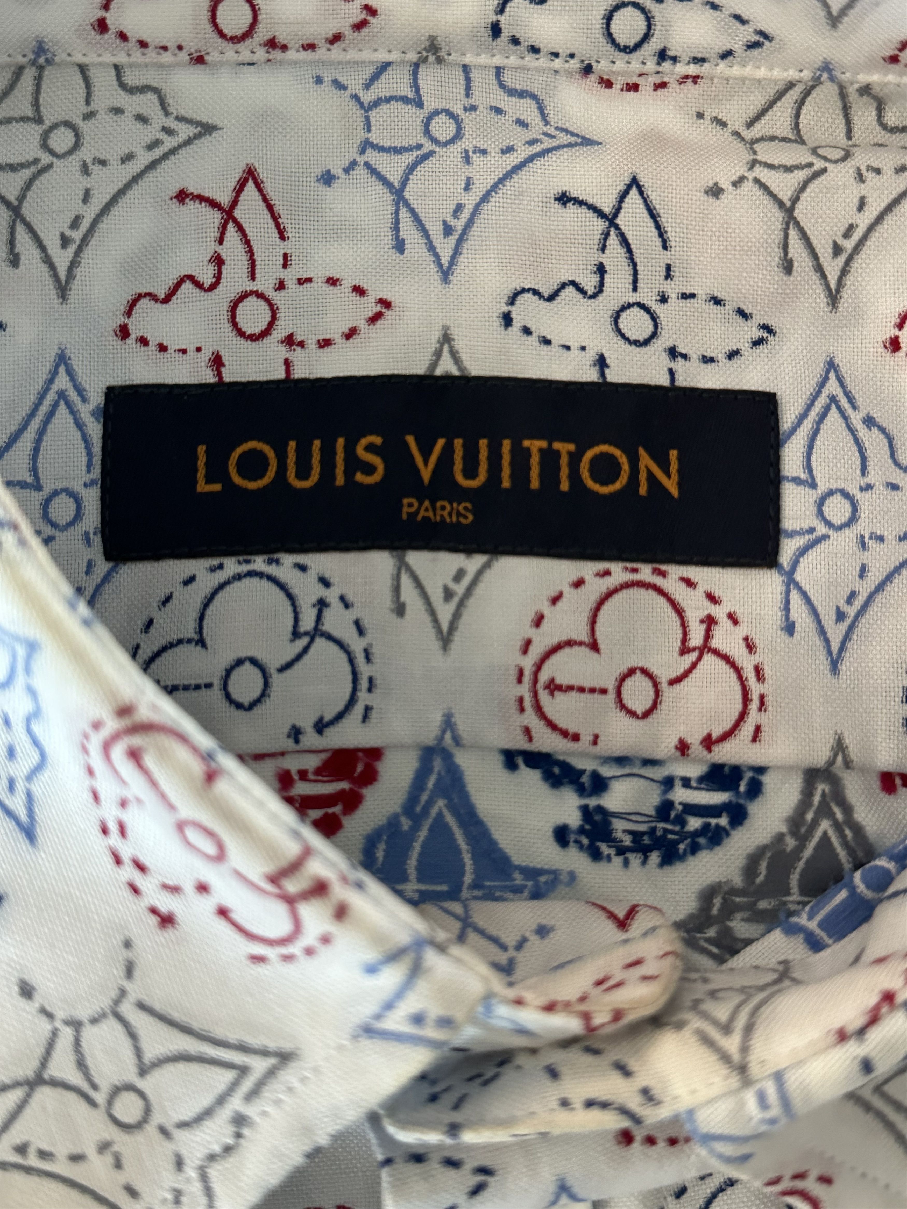 Louis Vuitton White Multicolor Embroidered Monogram Button Up Shirt Size US XXL / EU 58 / 5 - 3 Thumbnail
