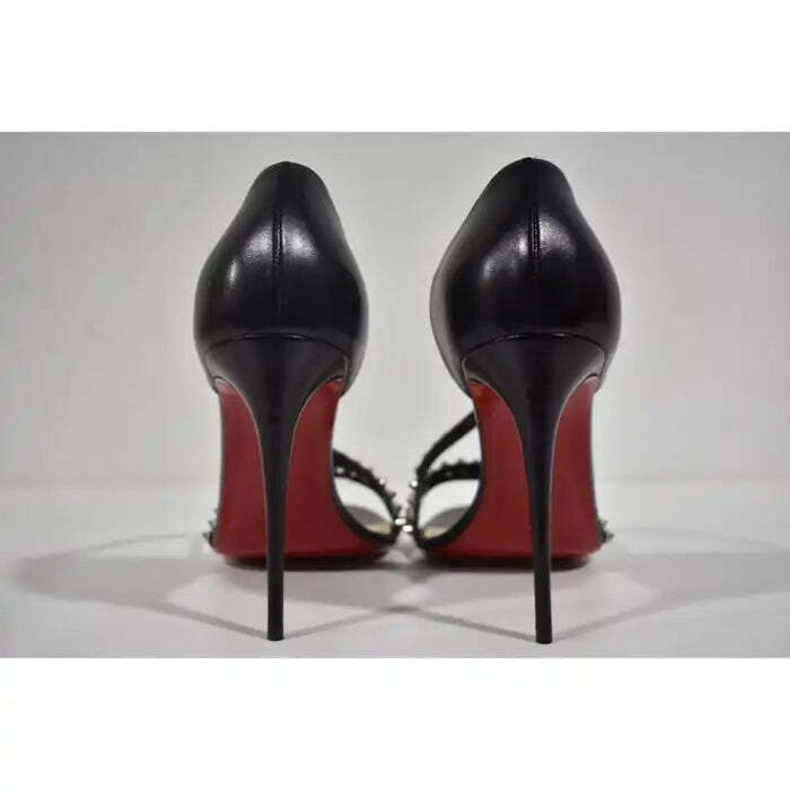 Christian Louboutin So Spike 100 Black Silver Ankle Strap Sandal Heel Pump 41 Size US 11 / IT 41 - 11 Thumbnail