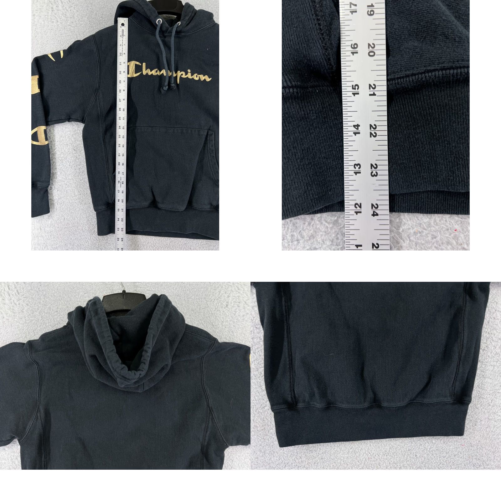 Champion Champion Hoodie Men Adult Small Black Reverse Weave Sweatshirt Logo Pullover Regular Cotton Blend Jersey Knit Size US S / EU 44-46 / 1 - 9 Thumbnail