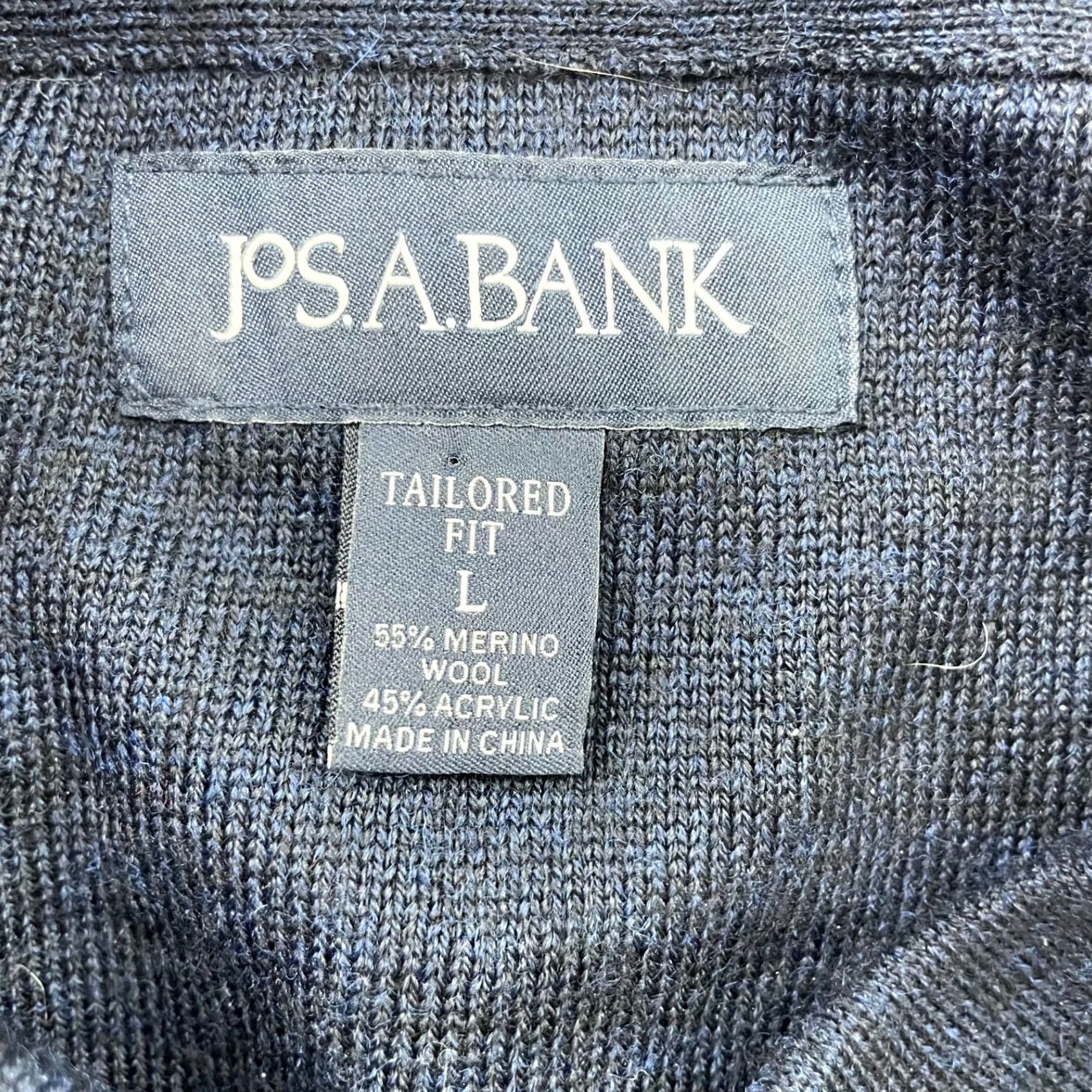 Jos. A. Bank Jos A Bank Men's Wool Tailored Fit Polo Sweater Navy Blue Geometric Large Size US L / EU 52-54 / 3 - 3 Thumbnail
