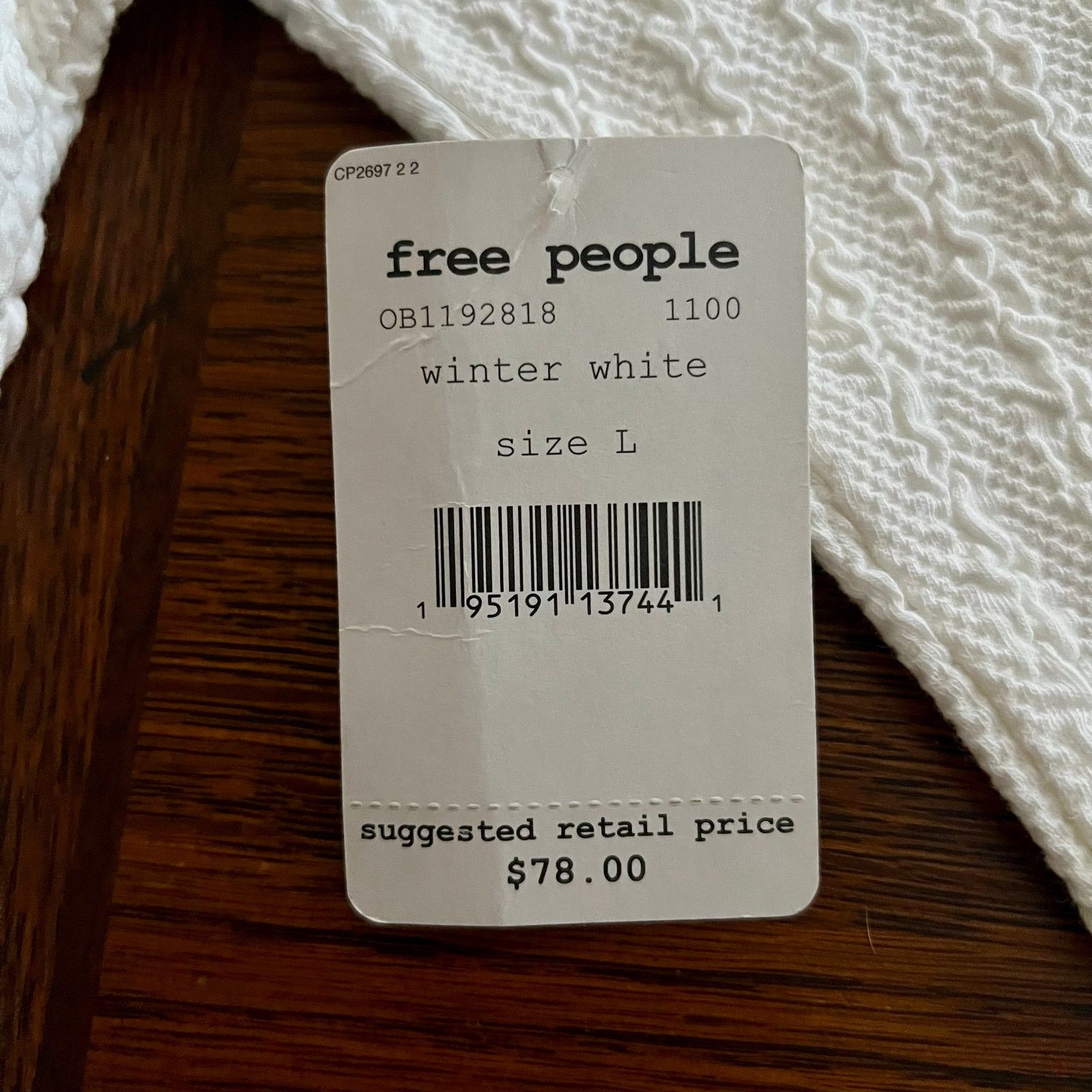 Free People NWT FREE PEOPLE Brittany White Ribbed Puff Sleeve Top Large Size L / US 10 / IT 46 - 16 Thumbnail