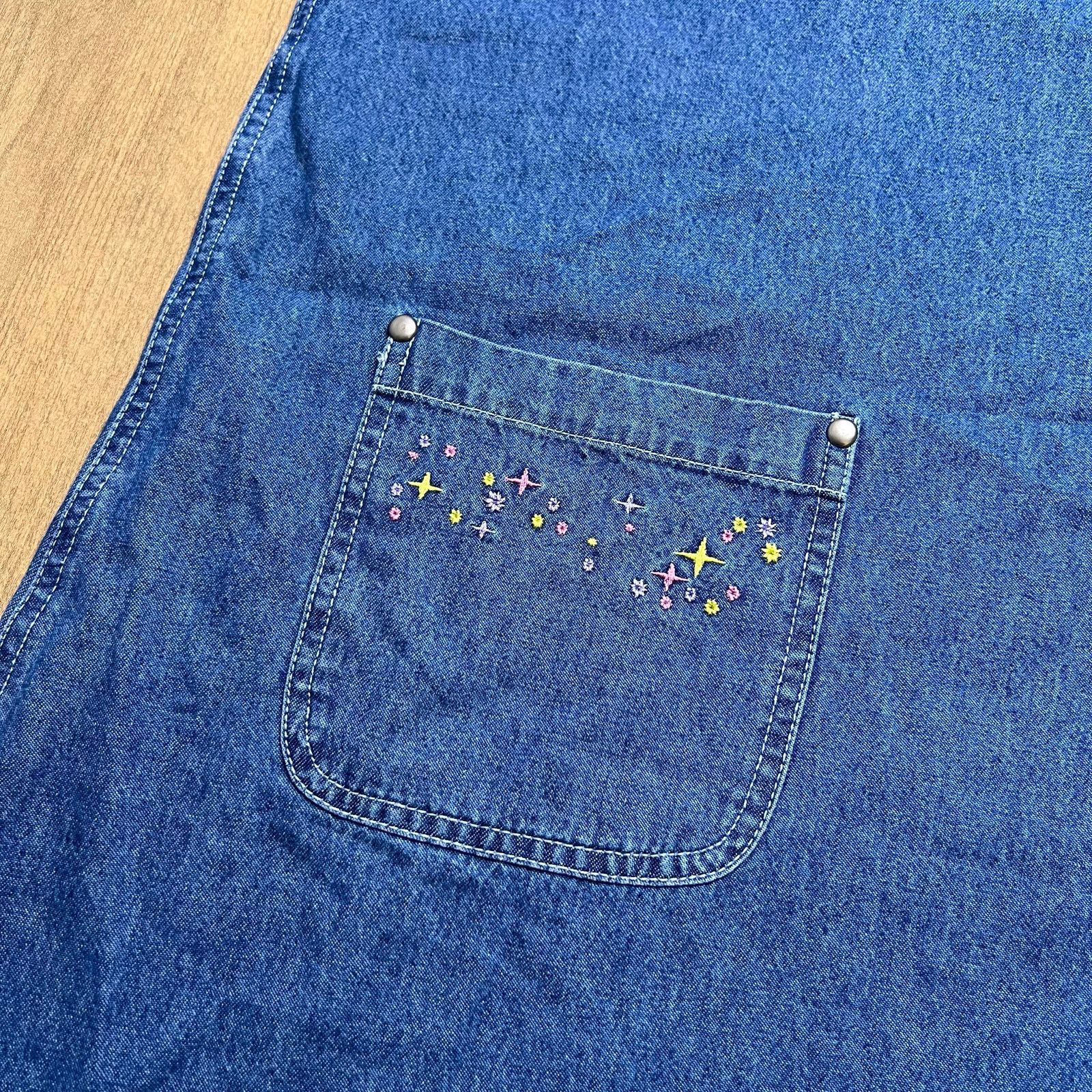 Big Dogs Vintage Big Dog Denim Embroidered Overall Dress Women 18/20 Size XXL / US 16-18 / IT 52-54 - 17 Thumbnail