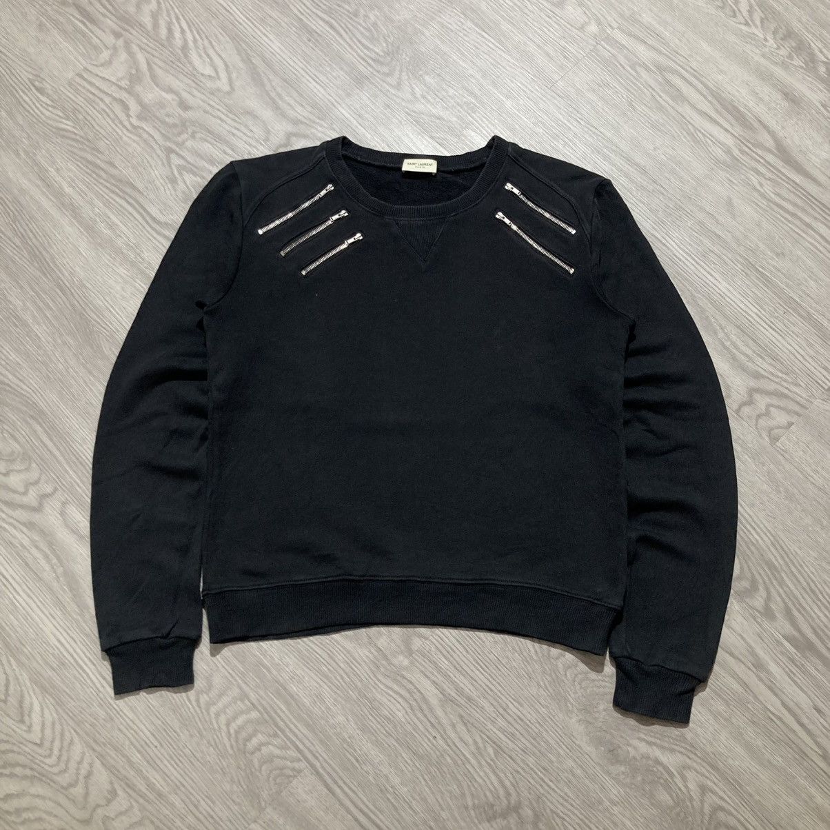 Saint Laurent Paris FW15 Saint Laurent Paris Hedi Slimane 5 Zip Sweatshirt Black Size US M / EU 48-50 / 2 - 1 Thumbnail