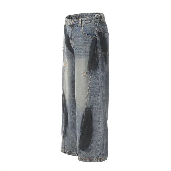 Jean American men's loose graffiti ripped straight jeans Size US 32 / EU 48 - 8 Thumbnail