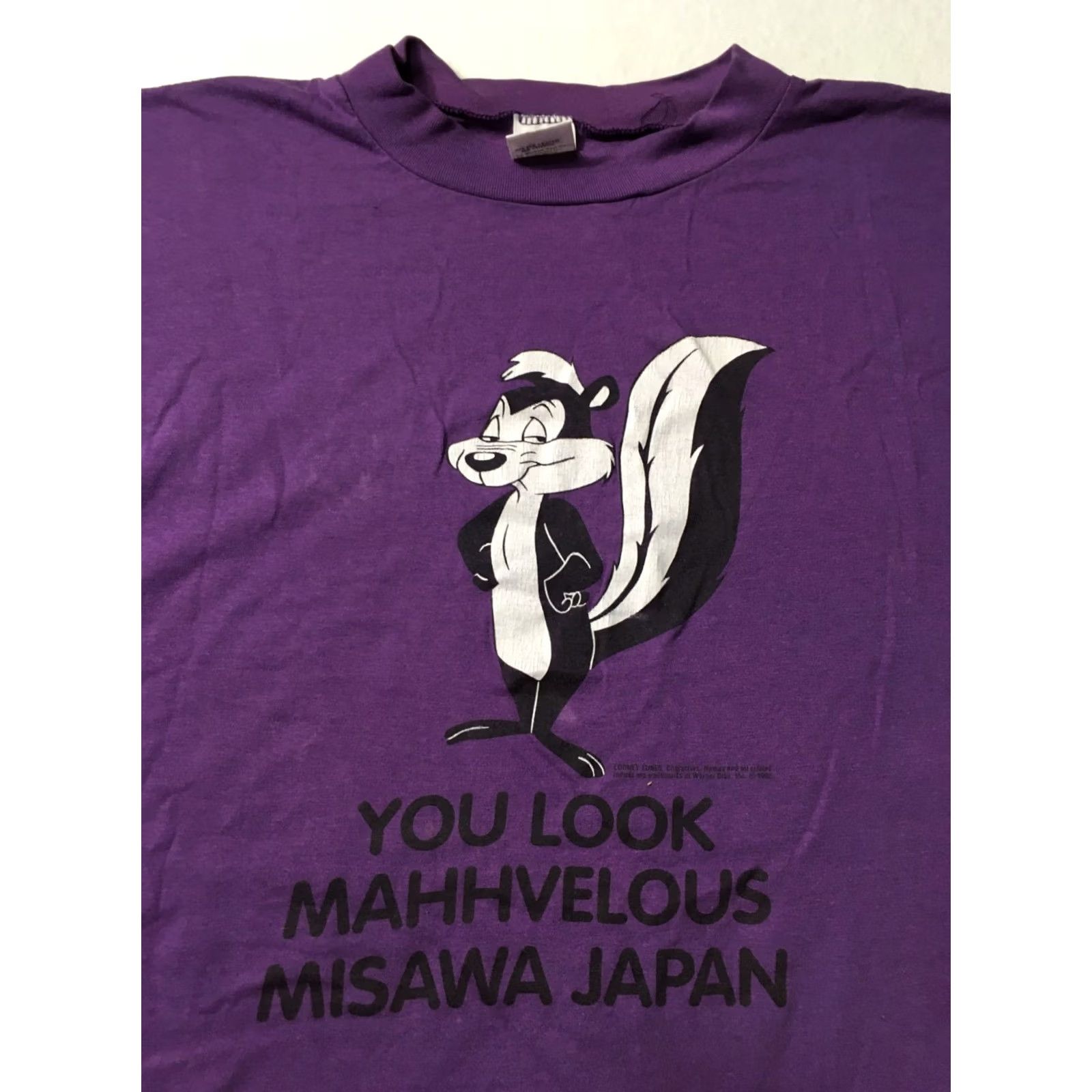 Vintage WARNET BROS. 1992 Looney Tunes Shirt Pepe Le Pew Skunk 2XL Purple Vintage Arvex T-Shirt Mens Cartoon 90s Size US XXL / EU 58 / 5 - 2 Thumbnail