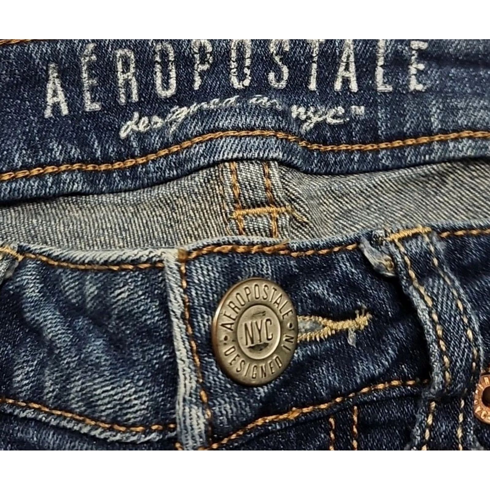 Vintage Aéropostale Jeans Skinny Women’s 0 Short Medium Wash Distressed Stretch Mid Rise Denim Cotton Blend Women’s Jeans Size 42" / US 20 - 7 Thumbnail