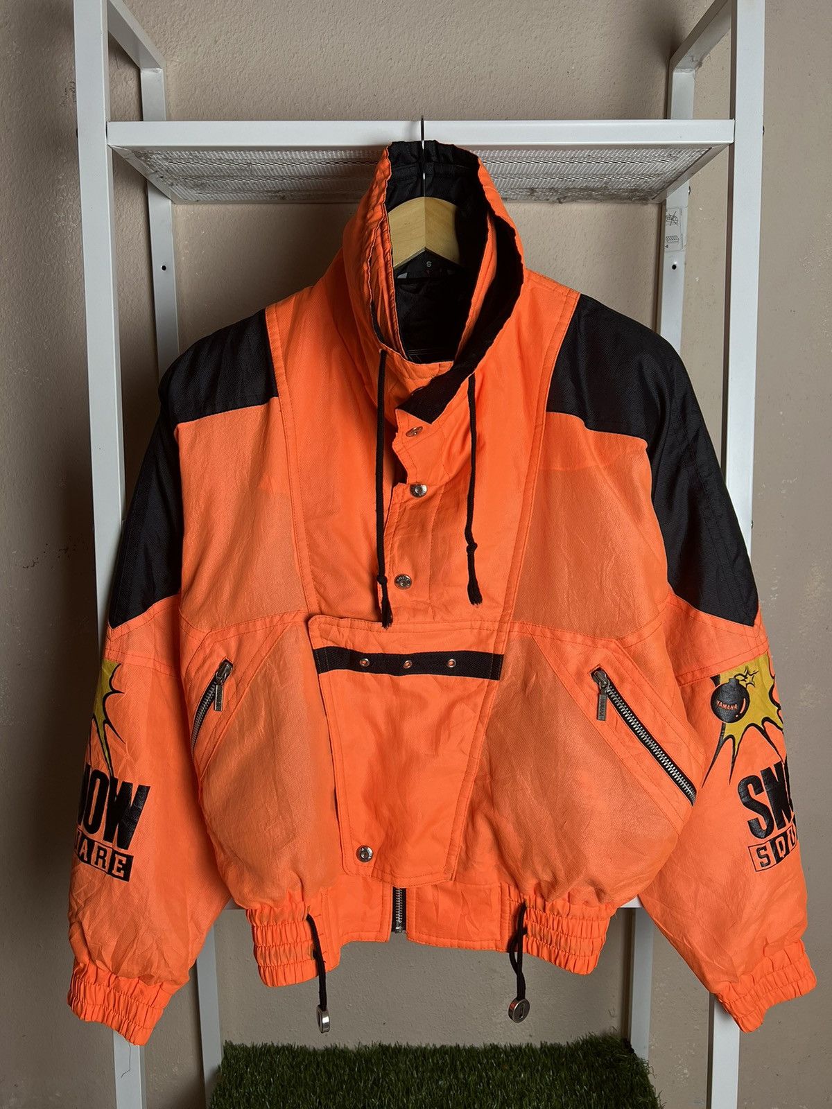 image of Vintage Yamaha Snow Square Orange Ski Jacket, Men's (Size Small)