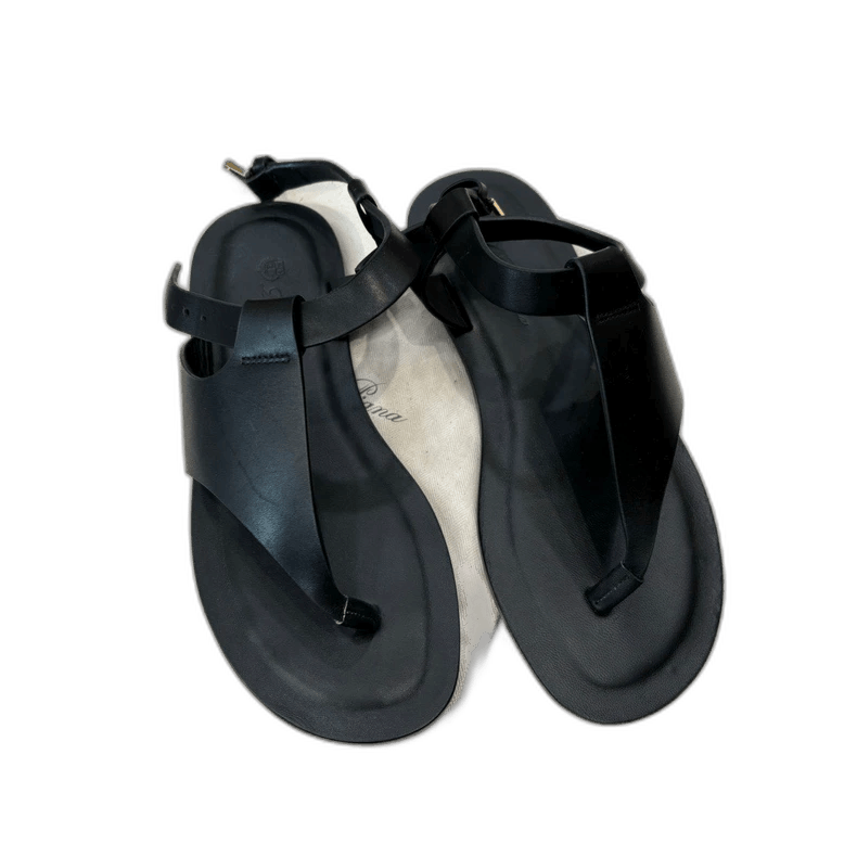 Loro Piana Loro Piana Black Flat Slide Sandals for Women Size US 5 / IT 35 - 1 Thumbnail