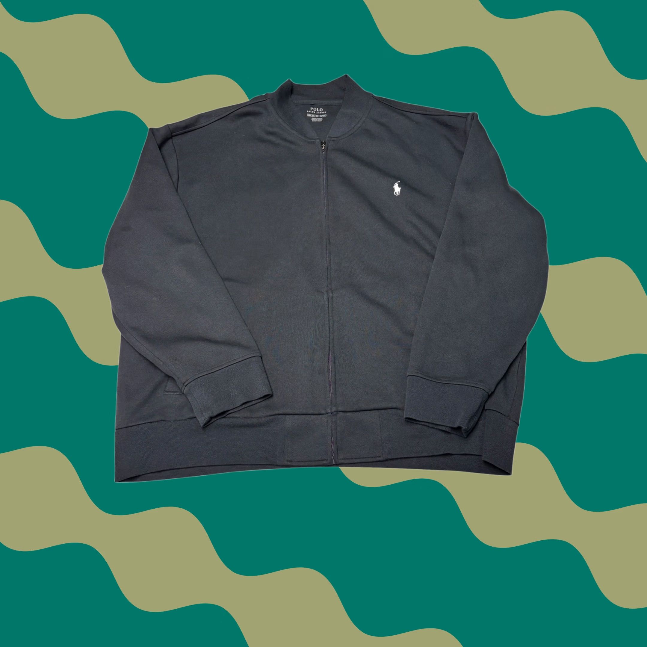 Polo Ralph Lauren Polo Ralph Lauren Mens 2XB Black Full Zip Track Jacket Bomber Double Knit Pony Jacket Size US XXL / EU 58 / 5 - 1 Thumbnail