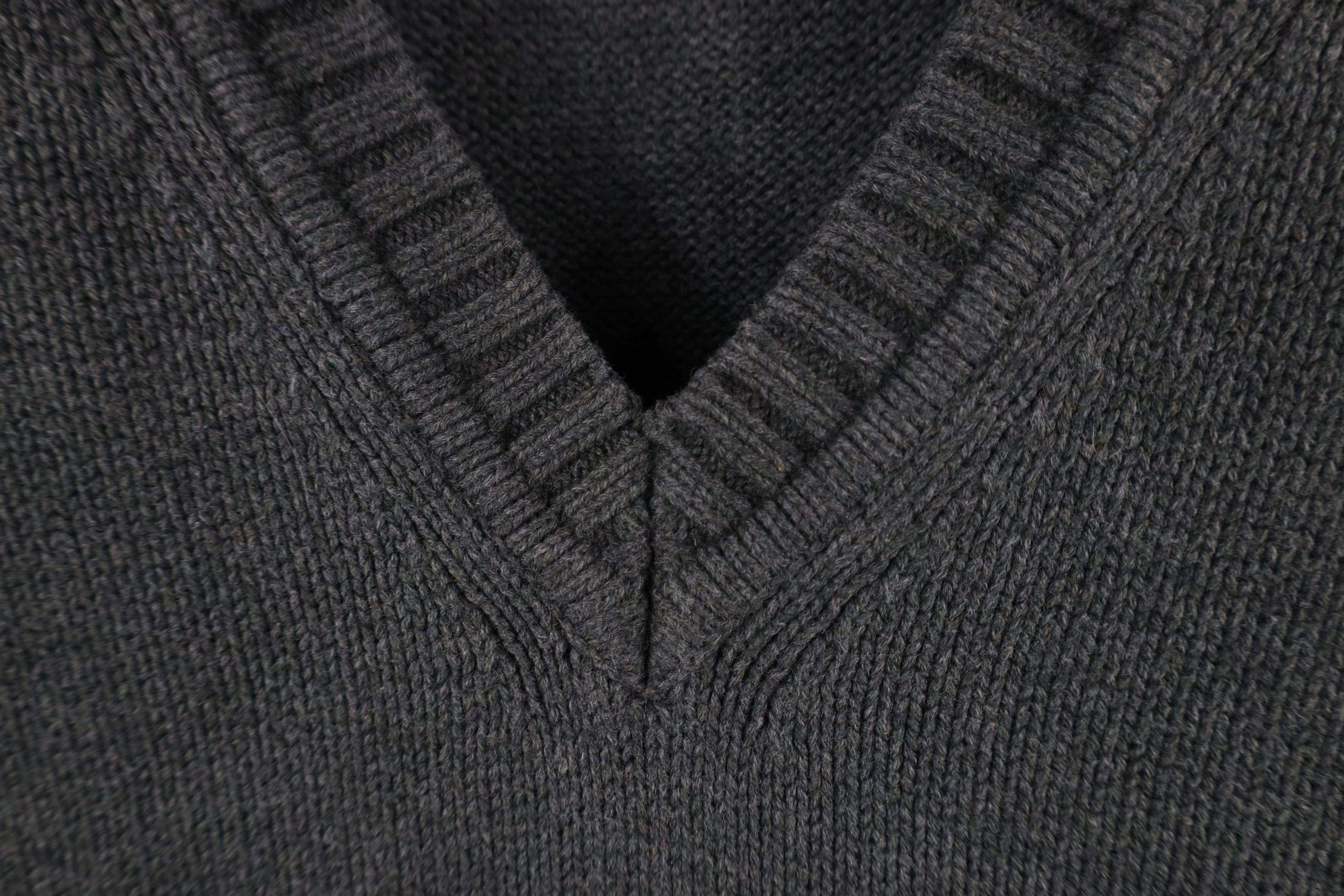 L.L. Bean × Vintage Vintage 90s LL Bean Blank Cotton Knit V-Neck Sweater Vest Size US L / EU 52-54 / 3 - 7 Thumbnail