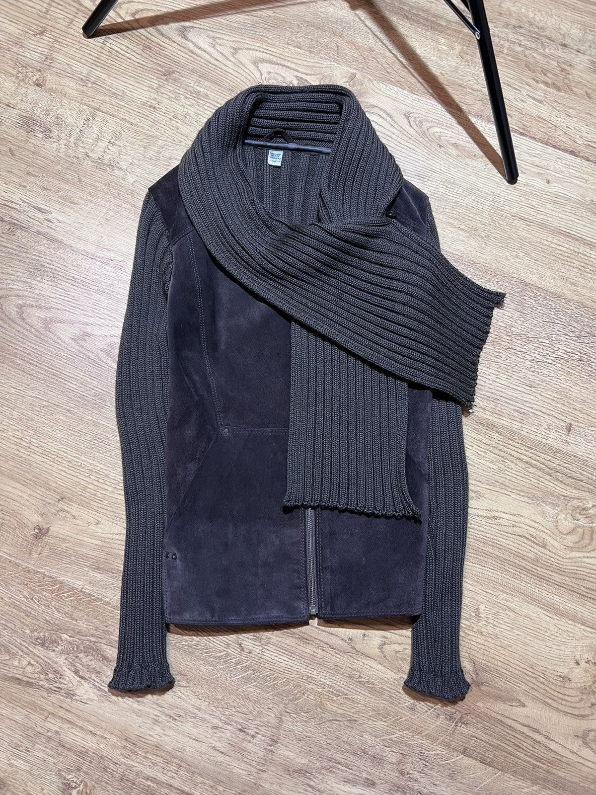 image of Avant Garde x Diesel Vintage Diesel Leather/wool Jacket Rick Owens Style in Brown, Women's (Size XS