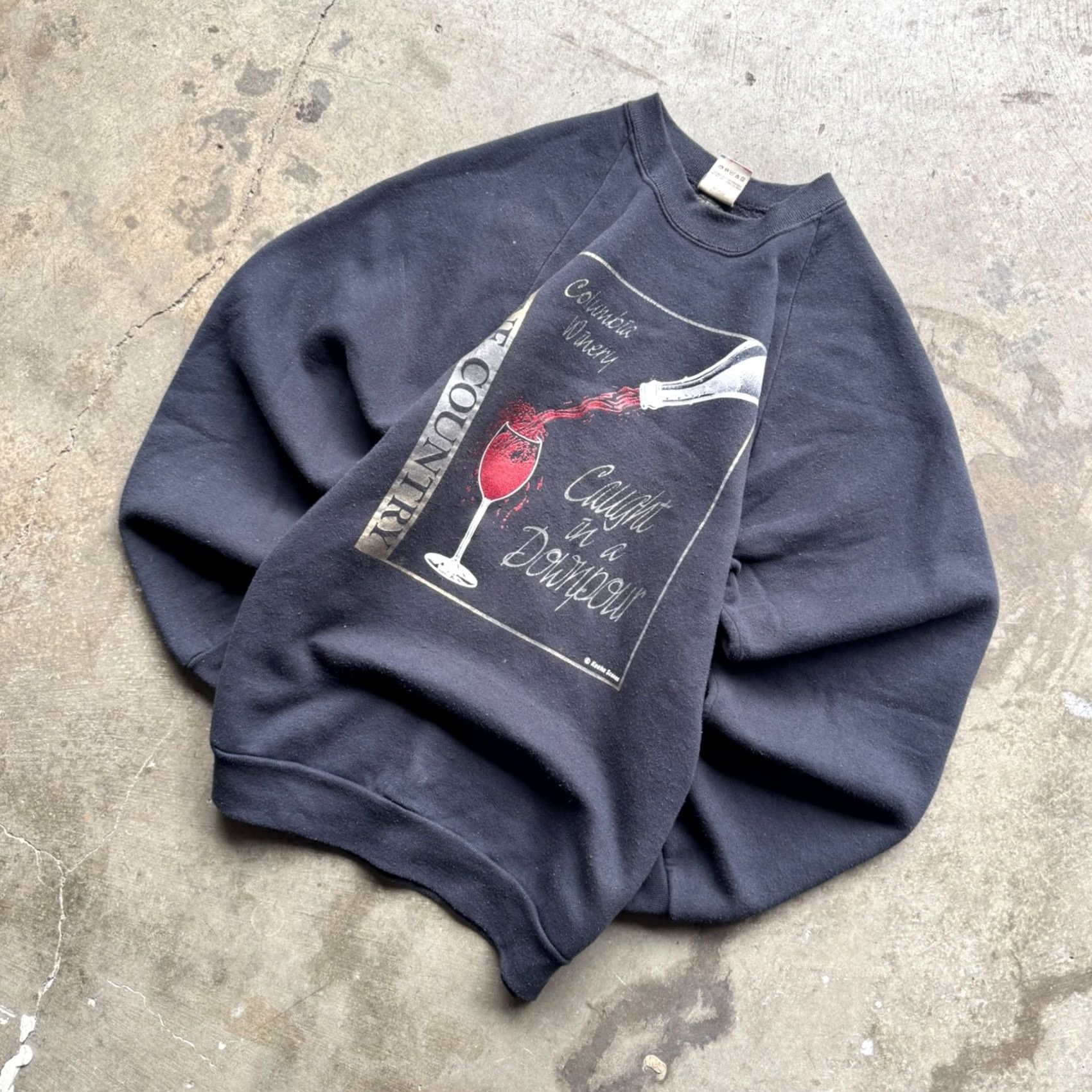 Vintage VTG Unbranded Sweatshirt Pullover L Mens Black 90s Distressed Faded Stains Wine Fruit of the Loom Size US L / EU 52-54 / 3 - 2 Thumbnail