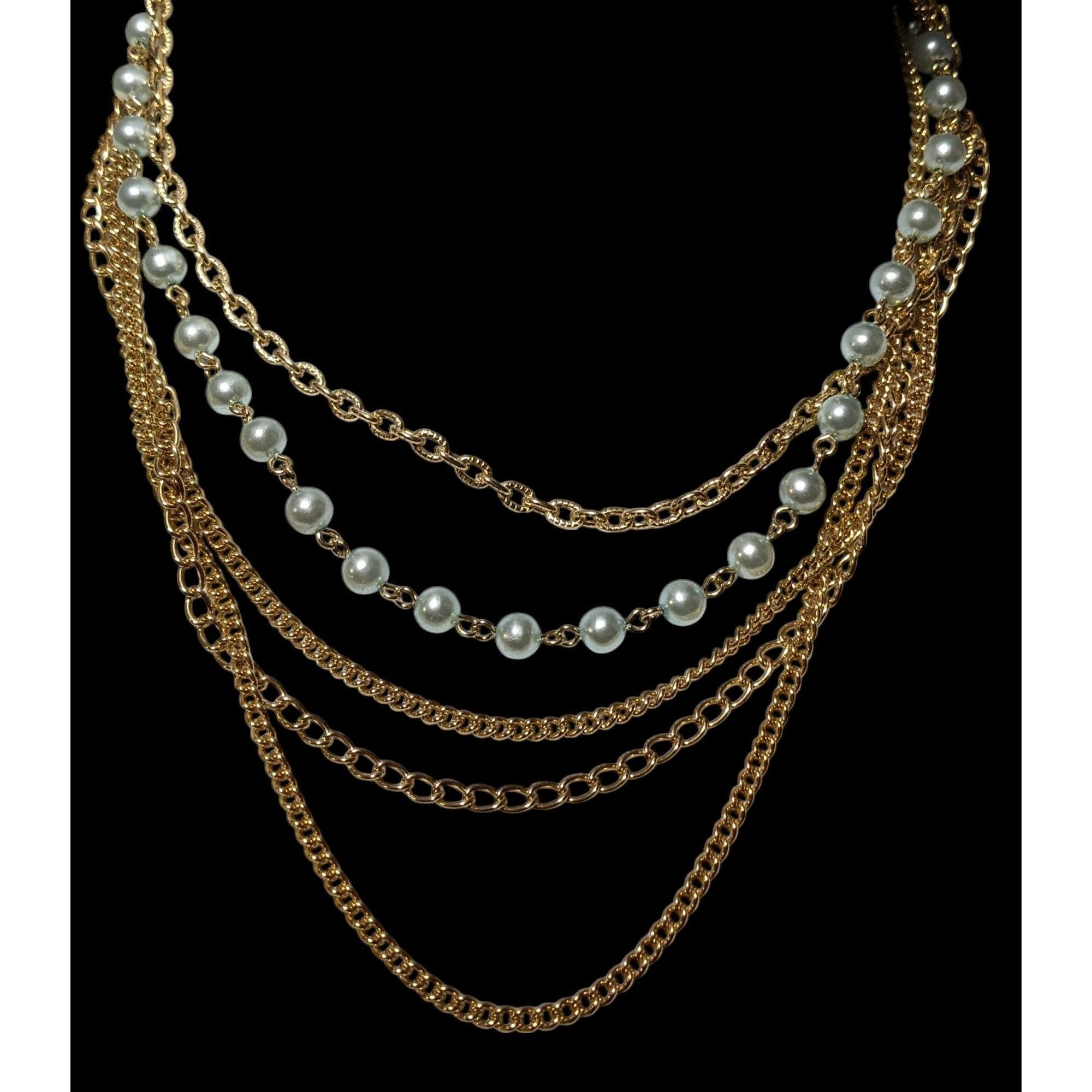 Other Vintage Pastel Blue And Gold Multilayer Necklace Size ONE SIZE - 2 Thumbnail