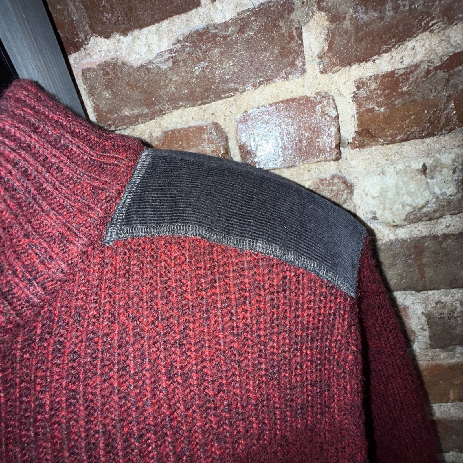 NEXT Next Men’s Birdseye Sweater Red W/Corduroy Trim Size XL Size US XL / EU 56 / 4 - 4 Thumbnail