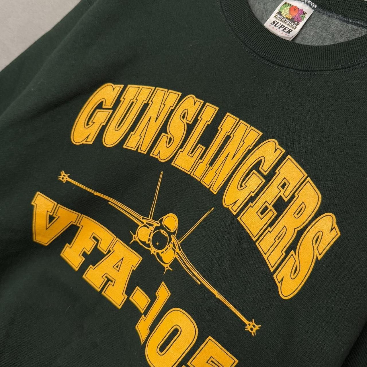 Vintage Vintage Gunslingers FVA-105 Jet Army Sweatshirt Green Large Size US L / EU 52-54 / 3 - 2 Thumbnail