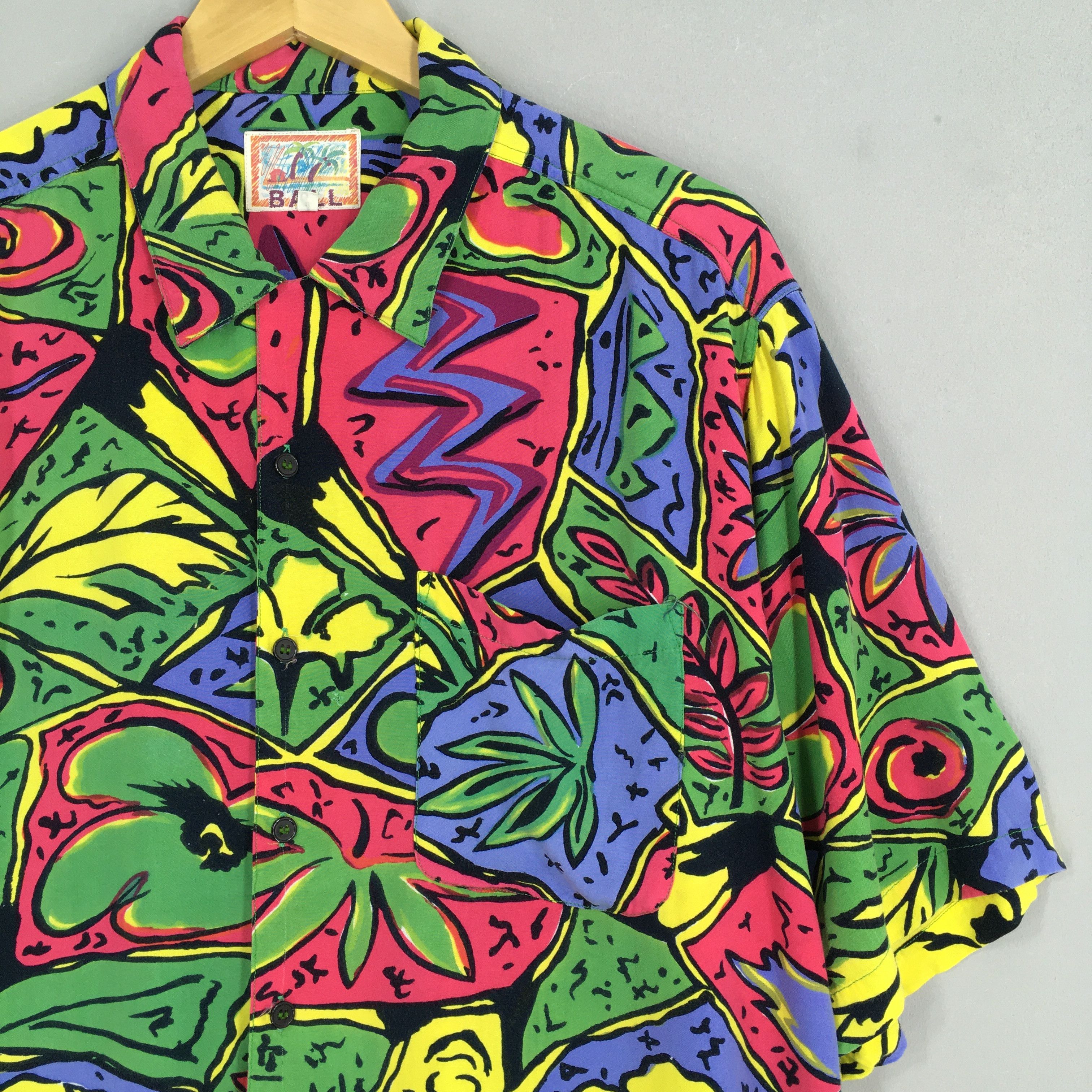Art Comes First Vintage 80s Hawaiian Abstract Pop Art Rayon Shirt XLarge Size US XL / EU 56 / 4 - 2 Thumbnail