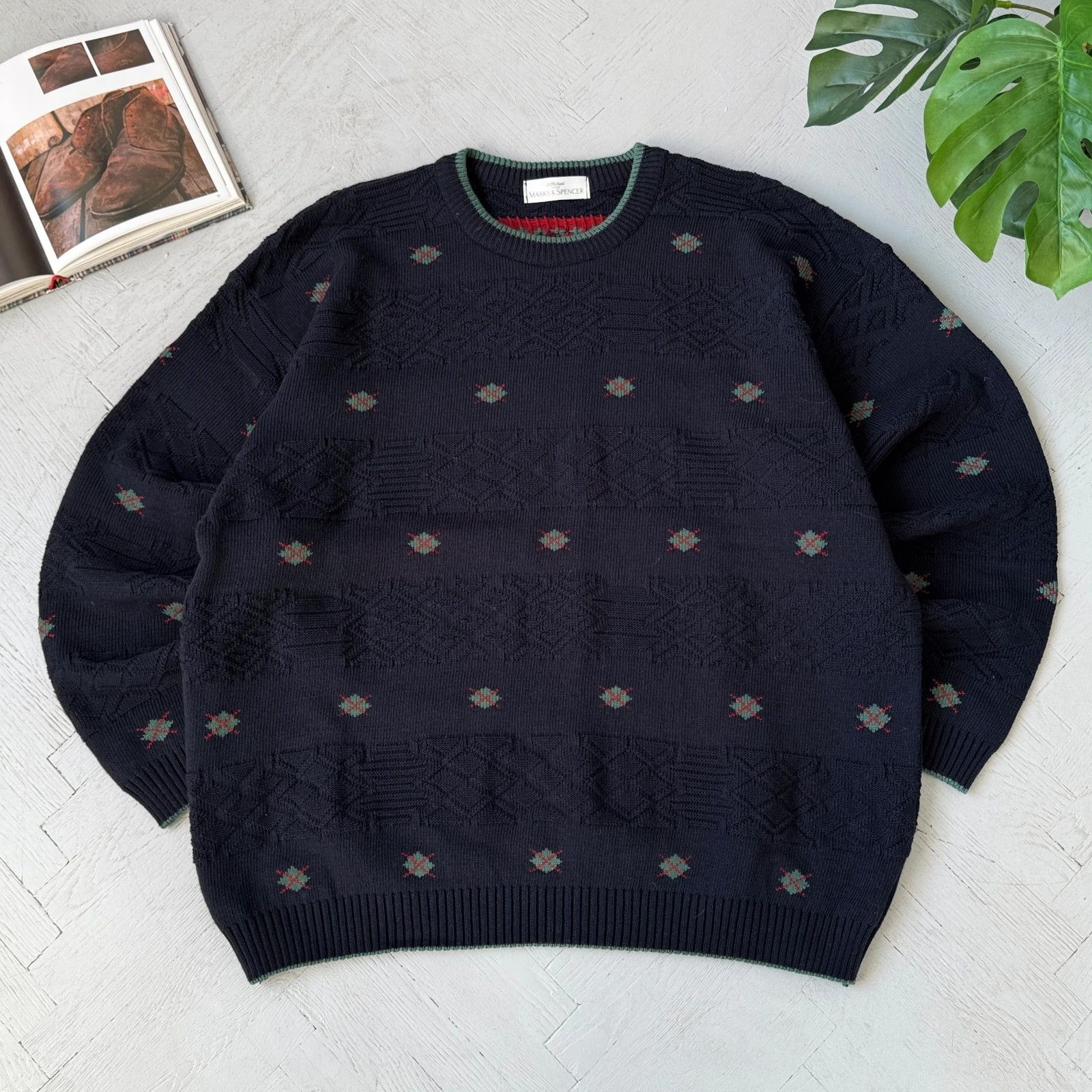 Vintage Vintage Chunky Knit Italian Cotton & Acrylic Sweater Size US XL / EU 56 / 4 - 1 Thumbnail