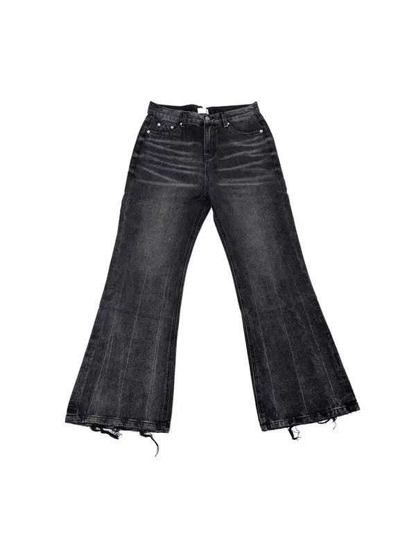 Vintage Washed and distressed Y2K leg ripped micro flare jeans Size US 28 / EU 44 - 2 Thumbnail