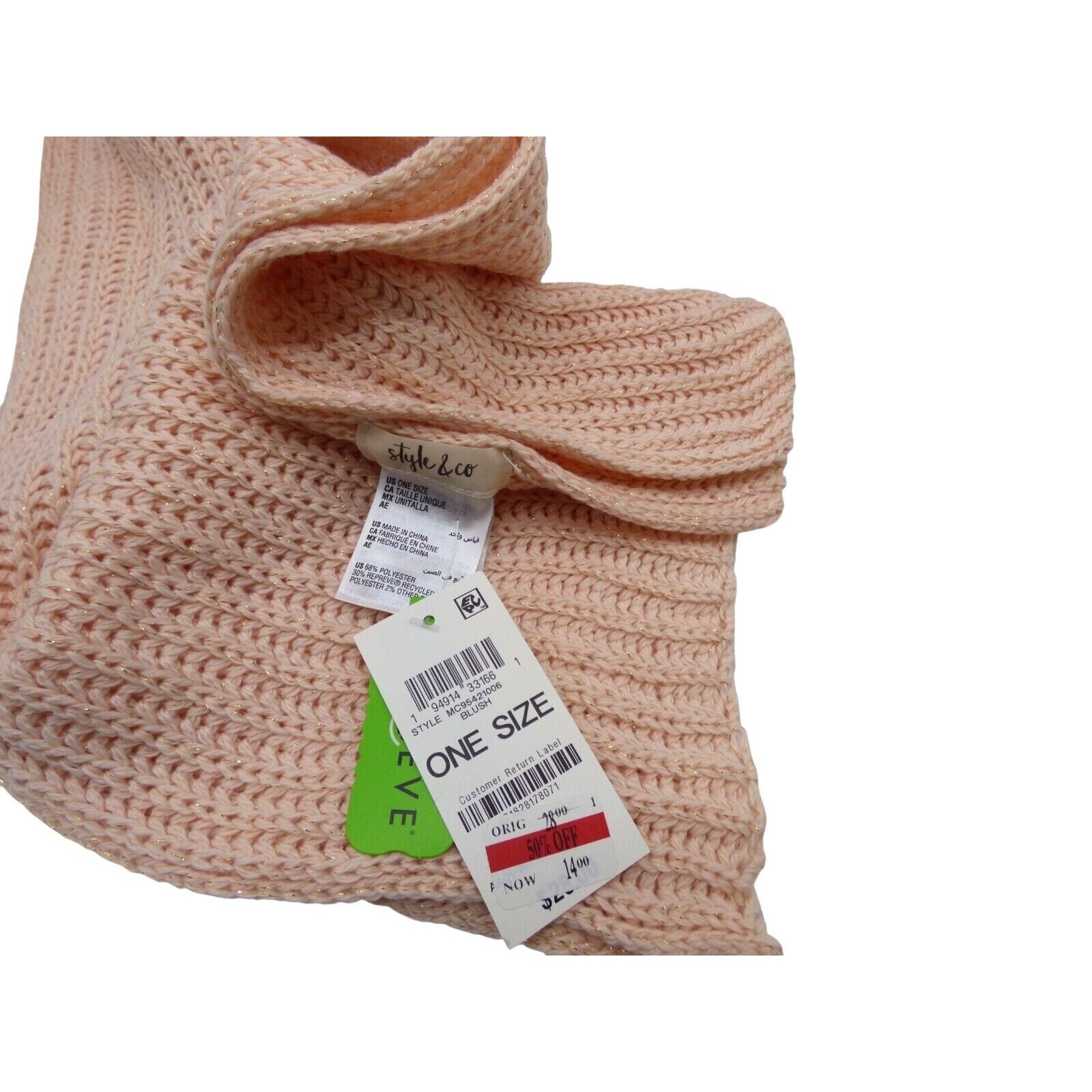 Other Style & Co Women's Solid Shine Ribbed Scarf, Blush Size ONE SIZE - 4 Thumbnail
