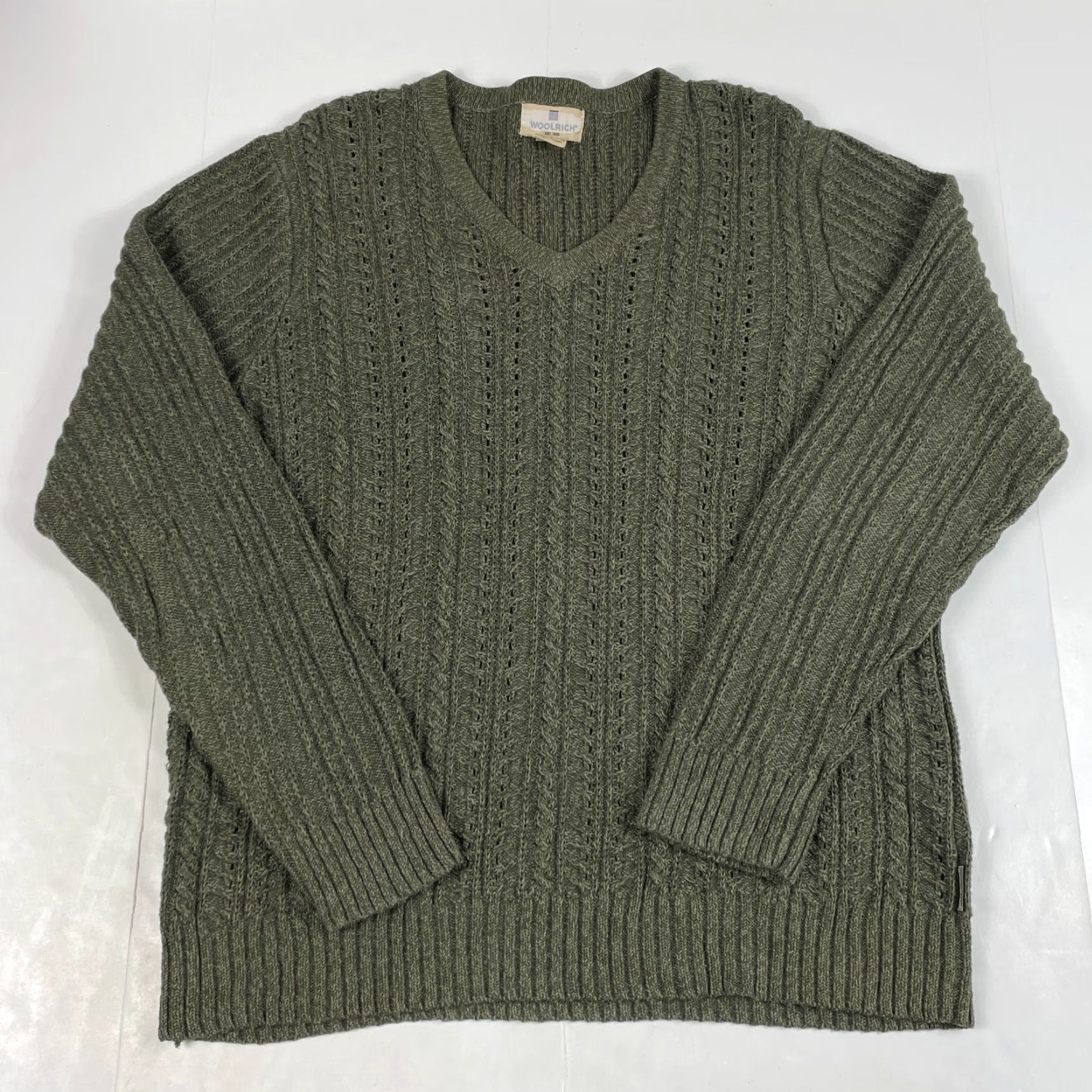 Vintage VINTAGE Woolrich Sweater Mens Medium Green Ramie V Neck Pullover Golf Hiking Outdoor Size US M / EU 48-50 / 2 - 2 Thumbnail