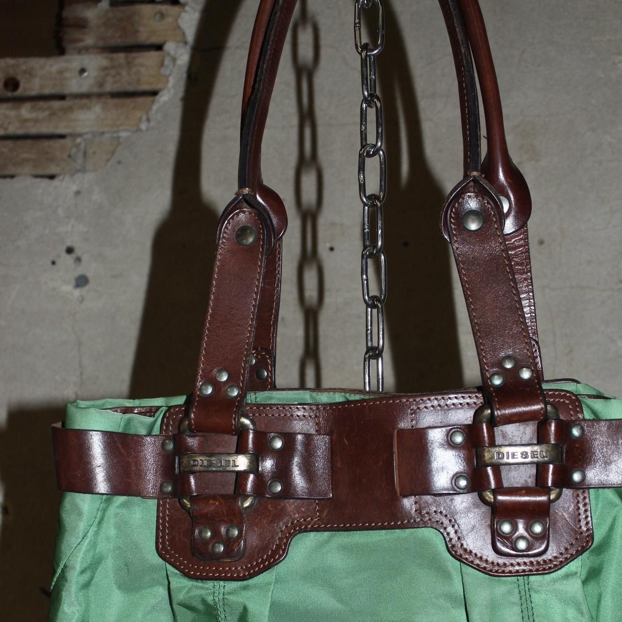 Diesel DIESEL 2000s Green Nylon Shoulder Bag Leather Straps Size ONE SIZE - 3 Thumbnail