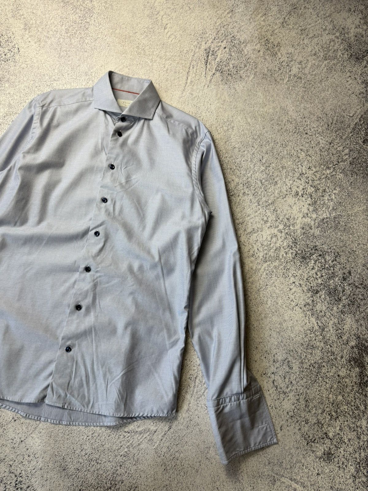 Eton ETON Mens Button Down Blue Cotton Slim Long Sleeve Shirt Size US L / EU 52-54 / 3 - 5 Thumbnail