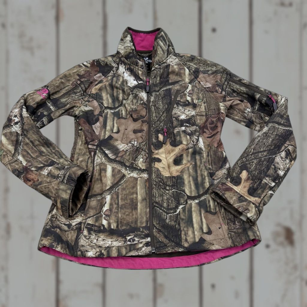 Vintage Mossy Oak Womens Jacket Camouflage Softshell Brown M Mid-Length Zip Pockets Full Zip Collared Lined Outdoor Casual Travel Mens Womens Size M / US 6-8 / IT 42-44 - 1 Thumbnail