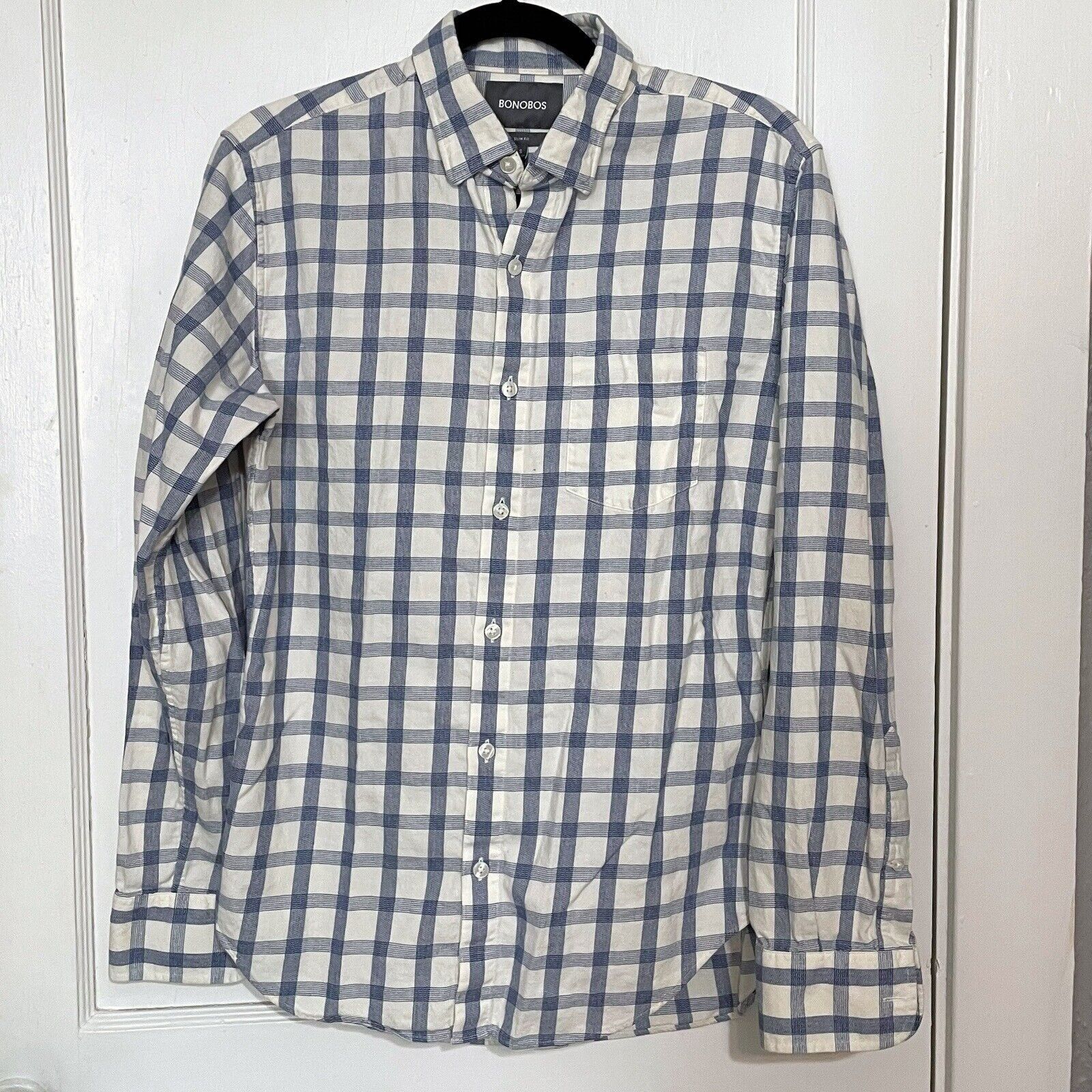 Bonobos Bonobos Shirt Mens Small White Blue Check Flannel Button Up Size US S / EU 44-46 / 1 - 1 Thumbnail