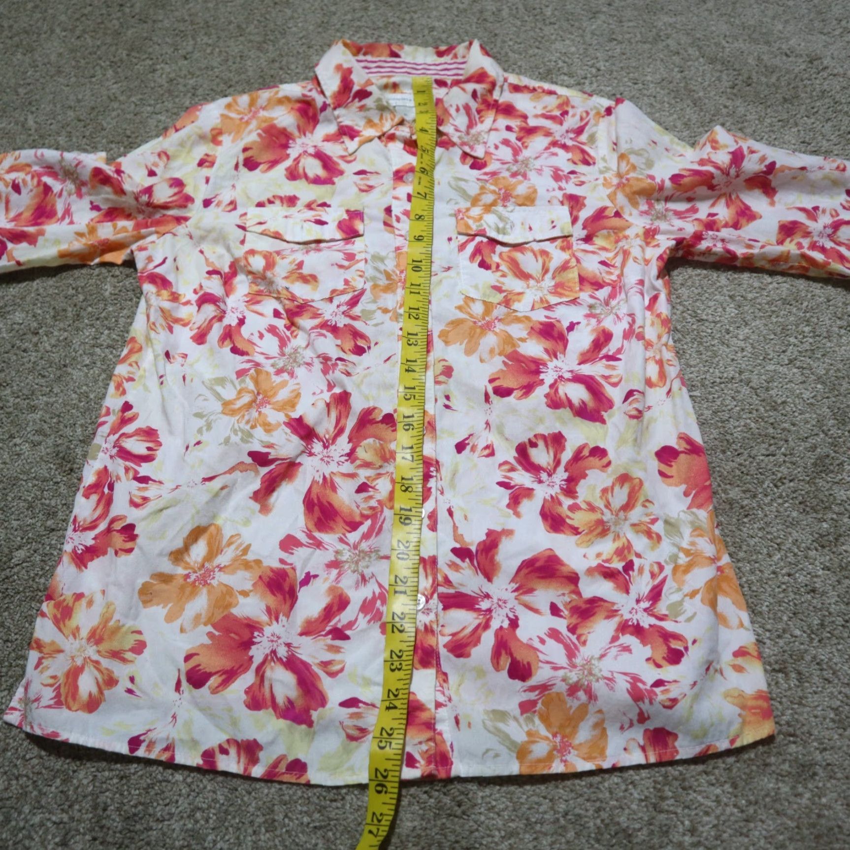 Vintage Christopher & Banks Shirt Flower Floral Red Orange White Button Up Shirt Medium Size M / US 6-8 / IT 42-44 - 5 Thumbnail