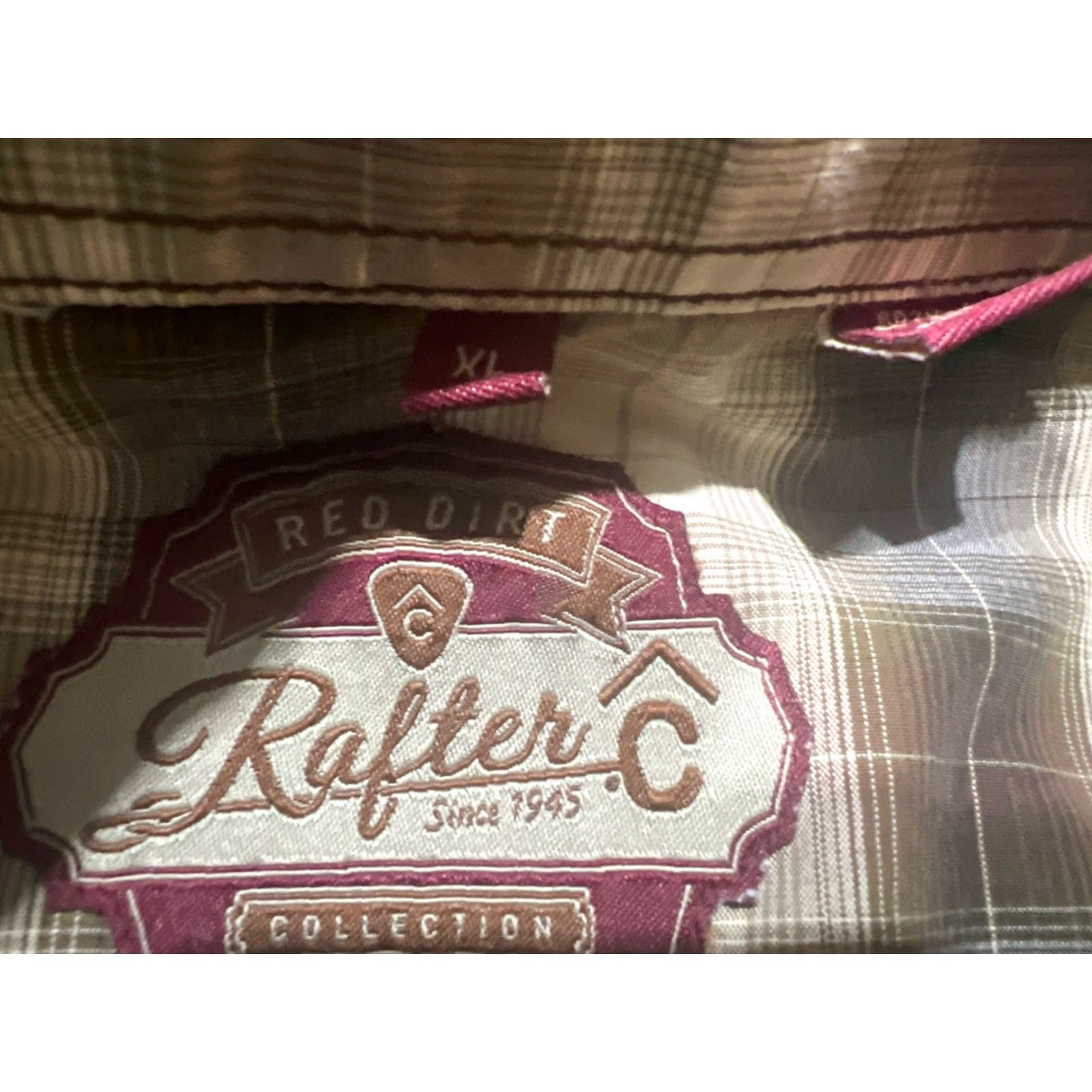 Vintage Rafter C Shirt Western Plaid Pearl Snap Button-Up XL Brown Mens Cowboy Rodeo Size US XL / EU 56 / 4 - 6 Thumbnail