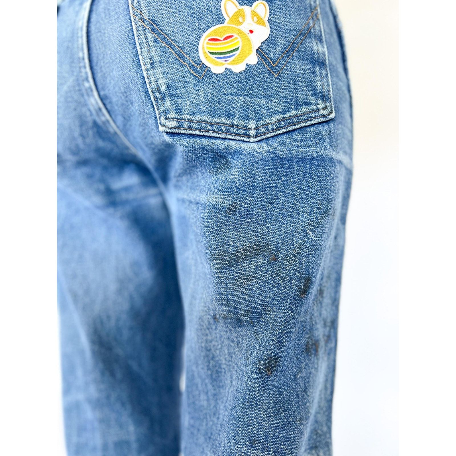 Wrangler VTG Spying Cat Corgi Pride & Tarot Patch Denim Sz 28 Size 28" / US 6 / IT 42 - 5 Thumbnail