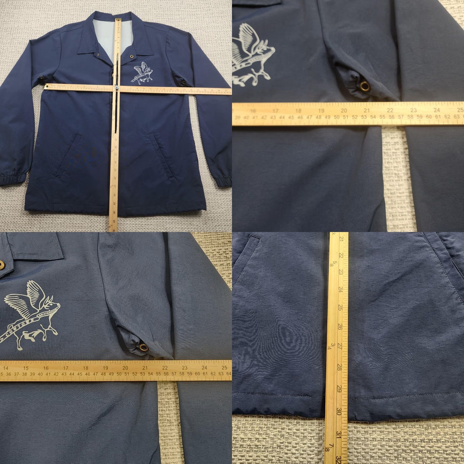 Vintage VINTAGE Cowtown Skateboards Jacket Windbreaker Mens XL Navy Snap Front Back Print Size US XL / EU 56 / 4 - 8 Thumbnail