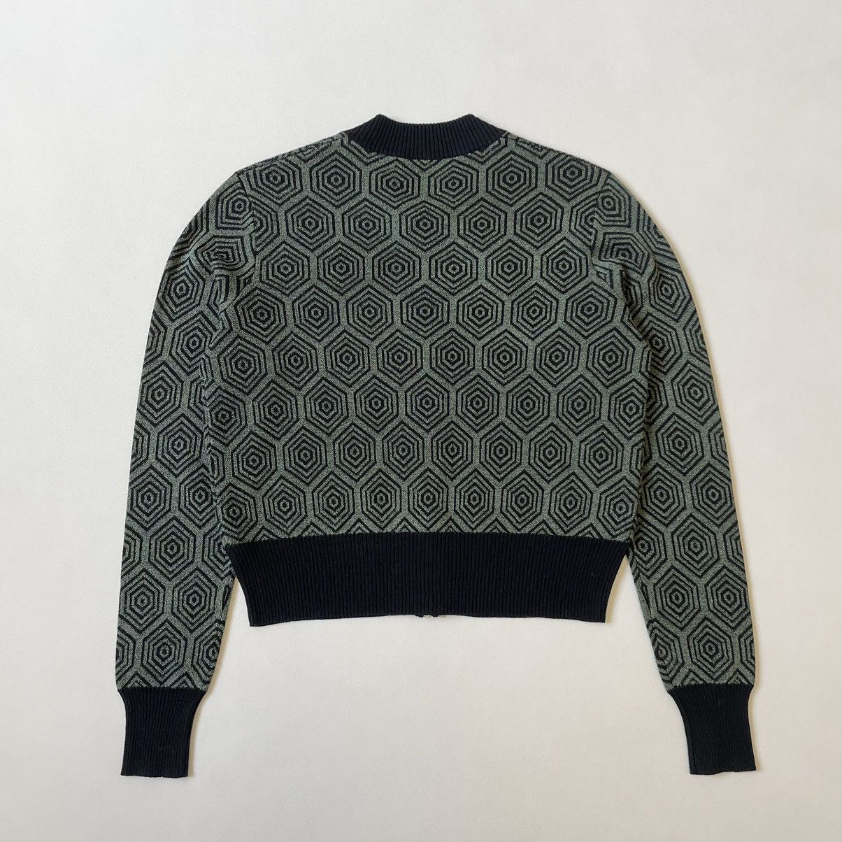 Dries Van Noten Metallic Green Geometric Patterned Zip Cardigan Size S / US 4 / IT 40 - 9 Thumbnail