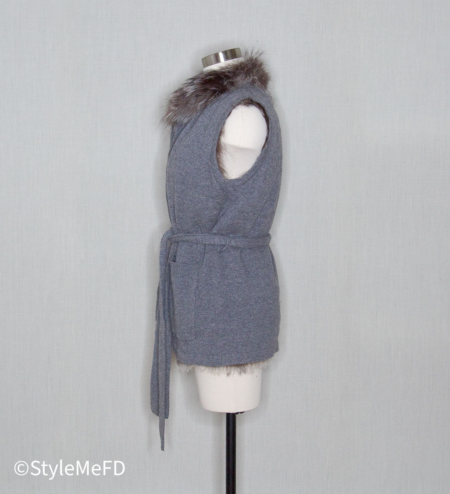 Vintage VINTAGE RENA LANGE Reversible Cashmere & Fur Vest Size L / US 10 / IT 46 - 3 Thumbnail