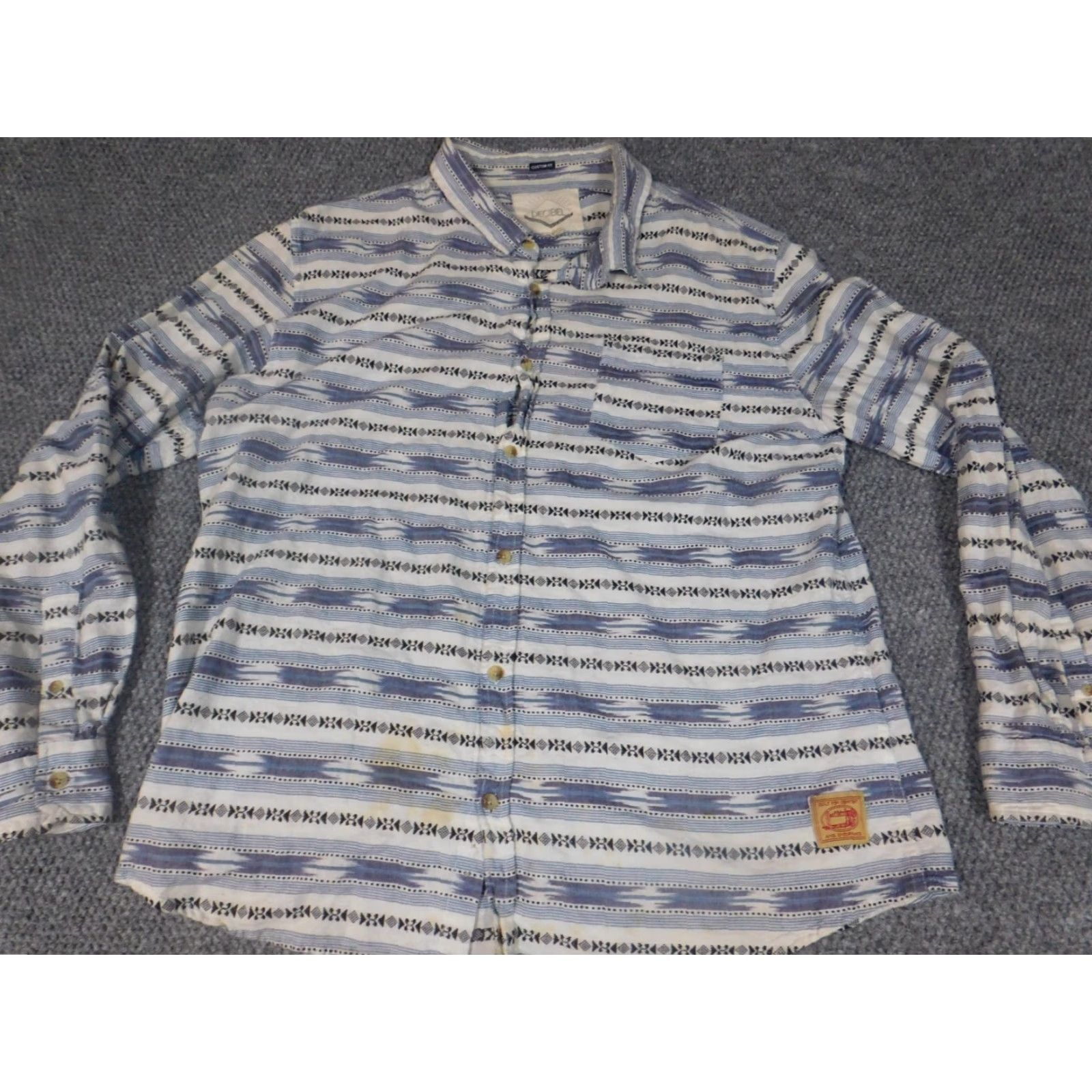 Vintage Decibel Shirt 2XL Blue Regular Button-Up, Long Sleeve, Casual, Classic, Mens Size US XXL / EU 58 / 5 - 3 Thumbnail