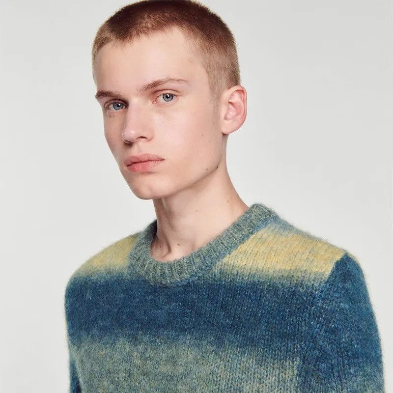 Sandro Sandro Alpaca Mens Stripped sweater M NEW Size US M / EU 48-50 / 2 - 8 Thumbnail