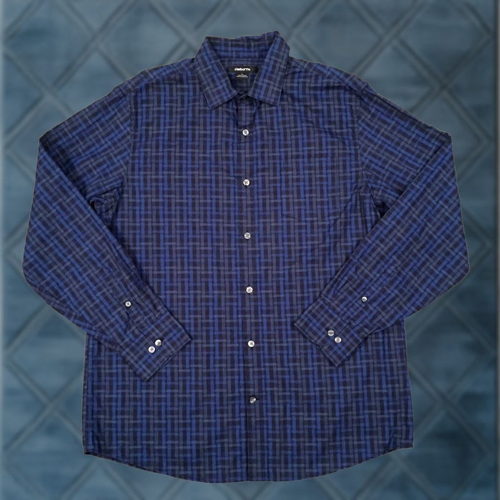 Liz Claiborne Claiborne Shirt Mens Large Blue Plaid Long Sleeve Button Up Size US L / EU 52-54 / 3 - 1 Thumbnail