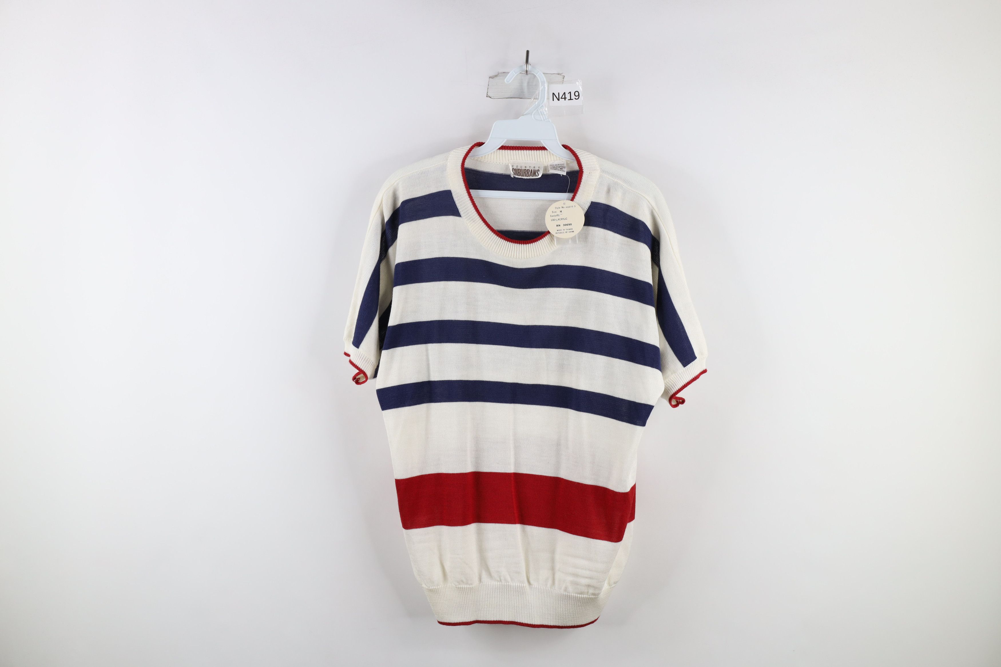 Vintage Deadstock Vintage 70s Streetwear Block Short Sleeve Sweater Size M / US 6-8 / IT 42-44 - 1 Thumbnail