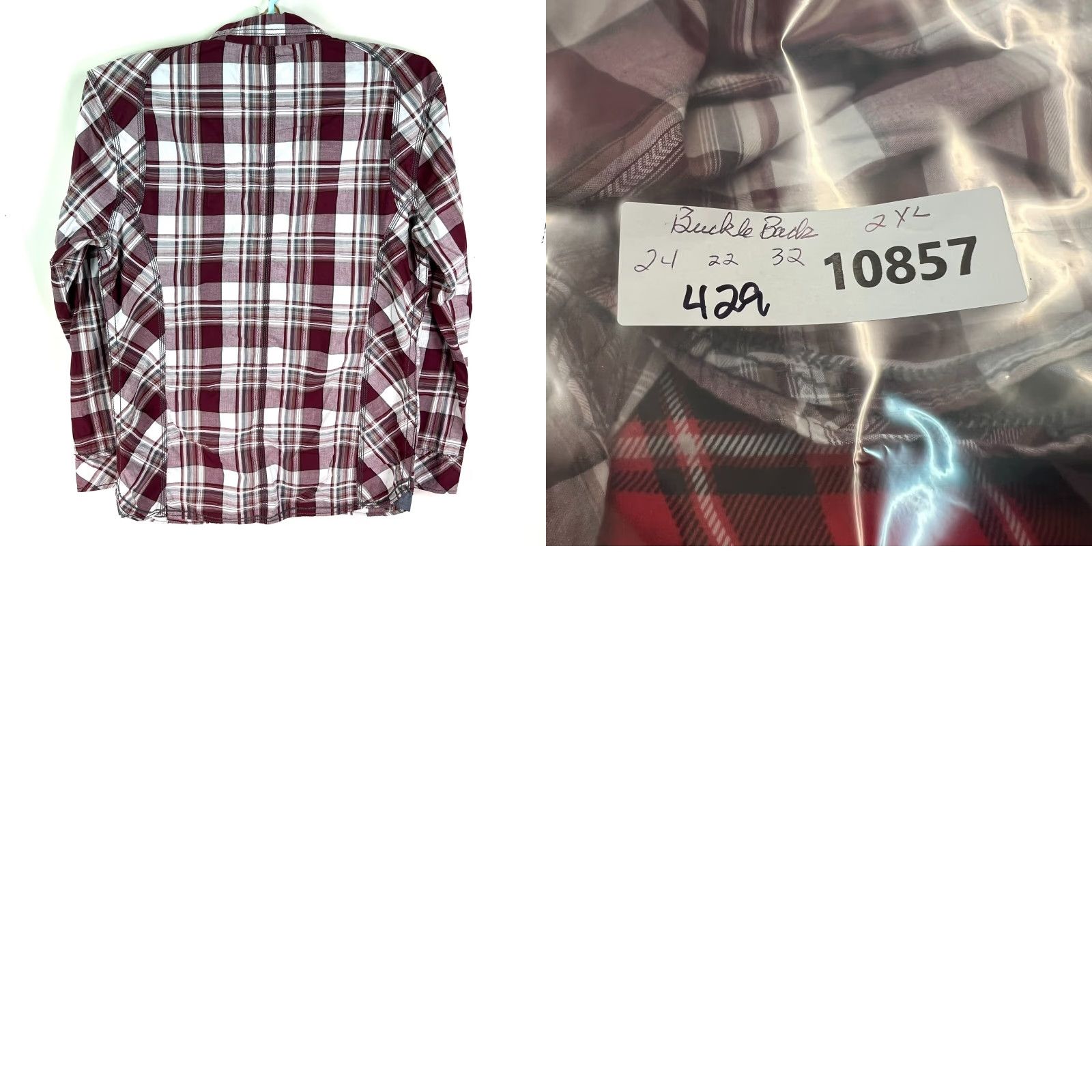 Buckle Black Buckle Black Long Sleeve Plaid Tailored Fit Shirt Mens 2XL Maroon Buckle Black Shirt Men 2XL Plaid Tailored Fit Button-Up Casual Western Modern Size US XXL / EU 58 / 5 - 8 Thumbnail