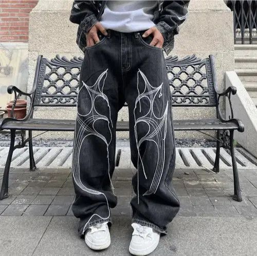 VIBE Tribal Print Wide Leg Baggy Jeans Size US 33 - 2 Thumbnail