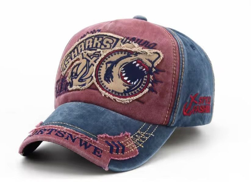 Other Retro Washed Denim Embroidery Shark Cap Size ONE SIZE - 1 Thumbnail