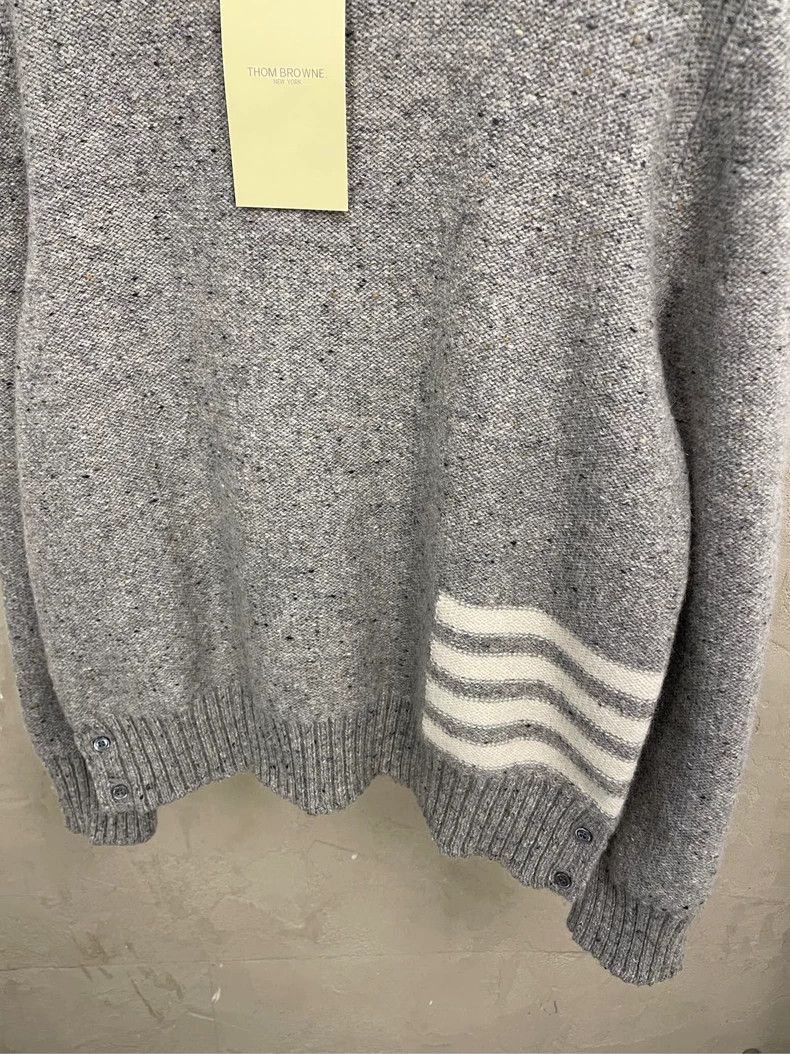 Thom Browne Thom browne Gray four-striped round-neck wool horsehair swe Size US M / EU 48-50 / 2 - 3 Thumbnail