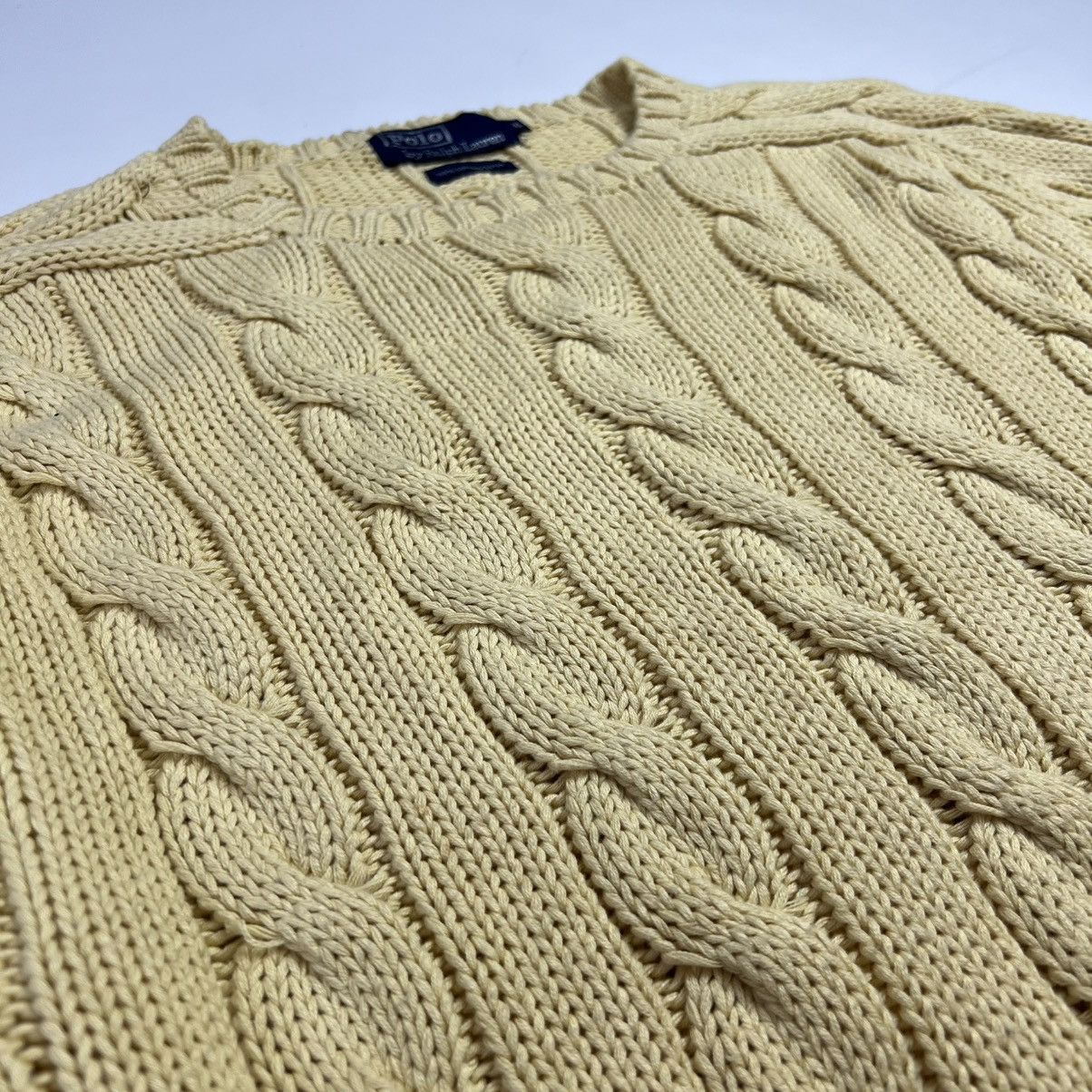 Polo Ralph Lauren × Vintage Vintage 90s Ralph Lauren cable heavy knit crew neck sweater Size US L / EU 52-54 / 3 - 3 Thumbnail