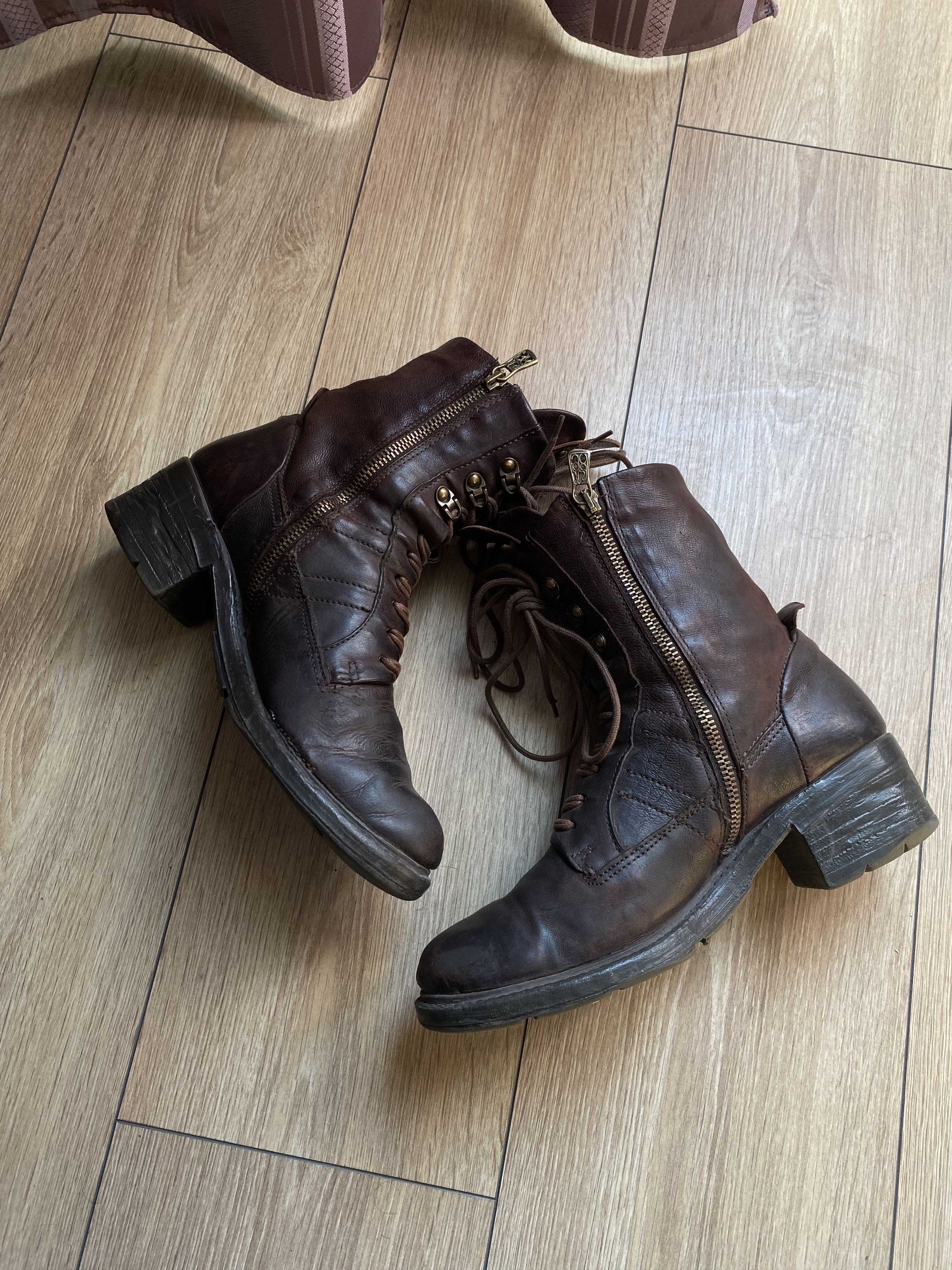 A.S.98 AS98 Airstep Brown Leather Combat Boots Vintage Double Lace Size US 8.5 / IT 38.5 - 3 Thumbnail