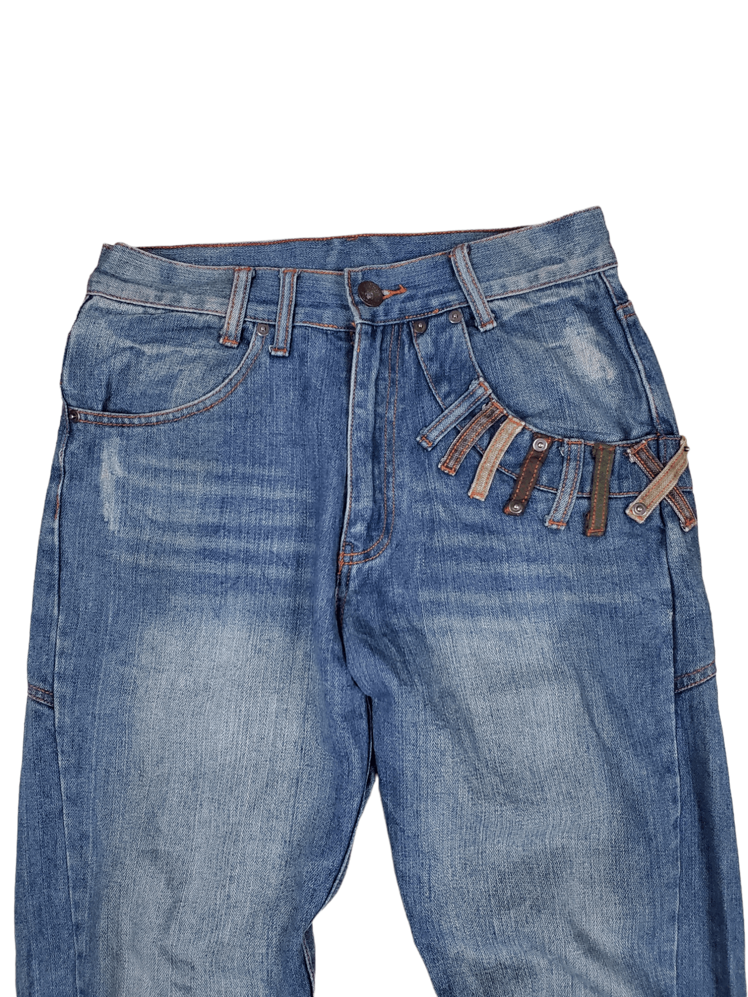Japanese Brand × Vintage 🔥Vintage Denim Double Waist Rare Design 🔥 Size US 31 - 3 Thumbnail
