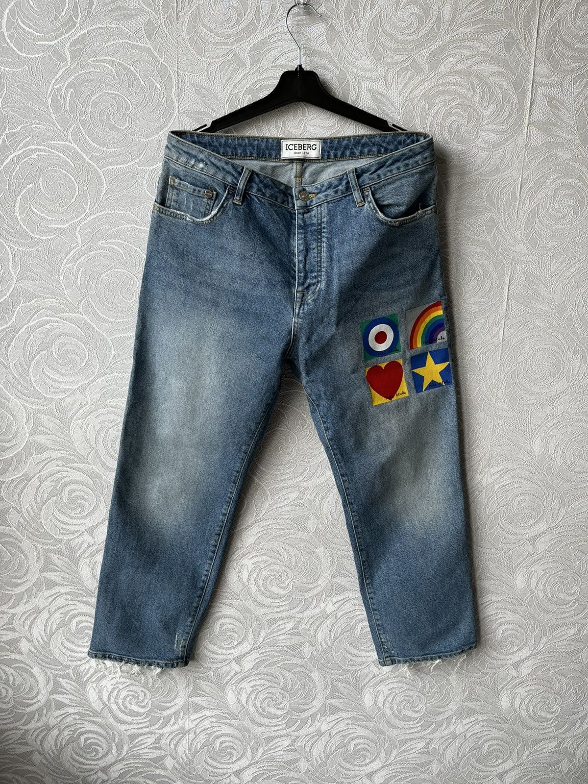 Iceberg Iceberg x Peter Blake Multicolor Logo Denim Distressed Jeans Size 29" - 7 Thumbnail